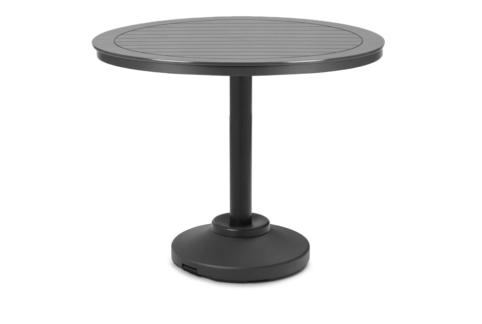 42" Round MGP Slat Top 80lb Weighted Pedestal Base Tables By Telescope Casual