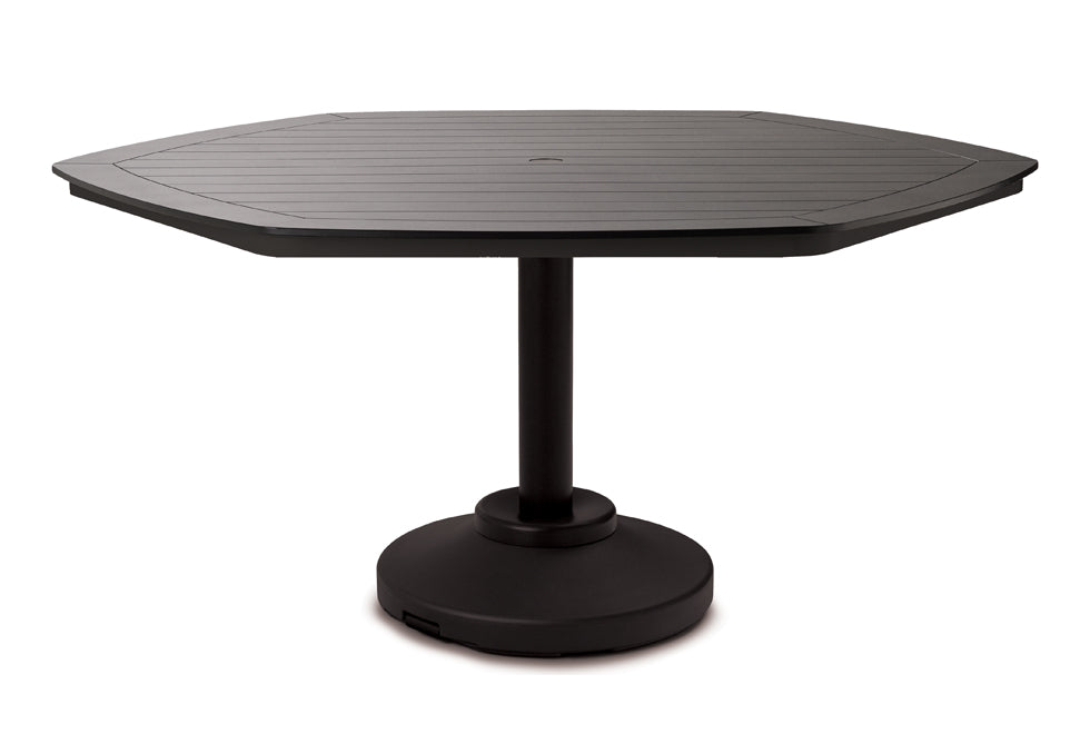 62" Octagonal MGP Slat Top 120lb Weighted Pedestal Base Tables By Telescope Casual