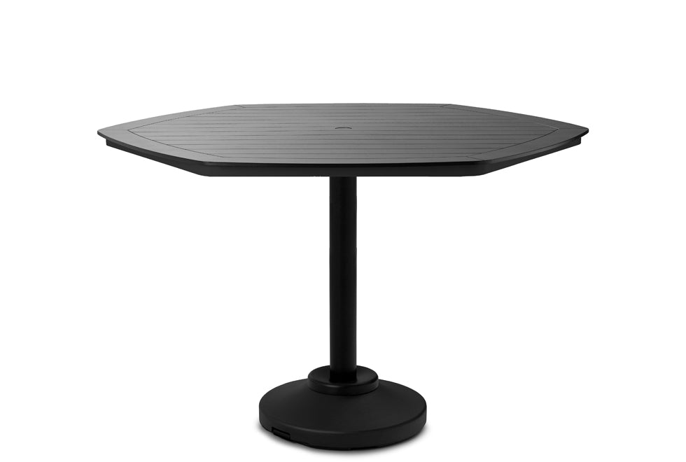 62" Octagonal MGP Slat Top 120lb Weighted Pedestal Base Tables By Telescope Casual