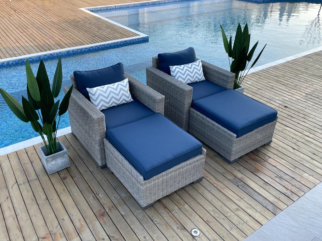 Wicker Club Chair Set with Ottoman By CPPlus