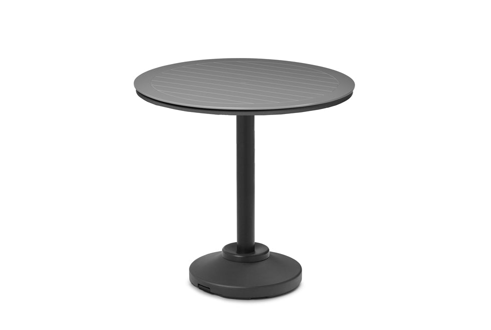 54" Round MGP Slat Top 120lb Weighted Pedestal Base Tables By Telescope Casual