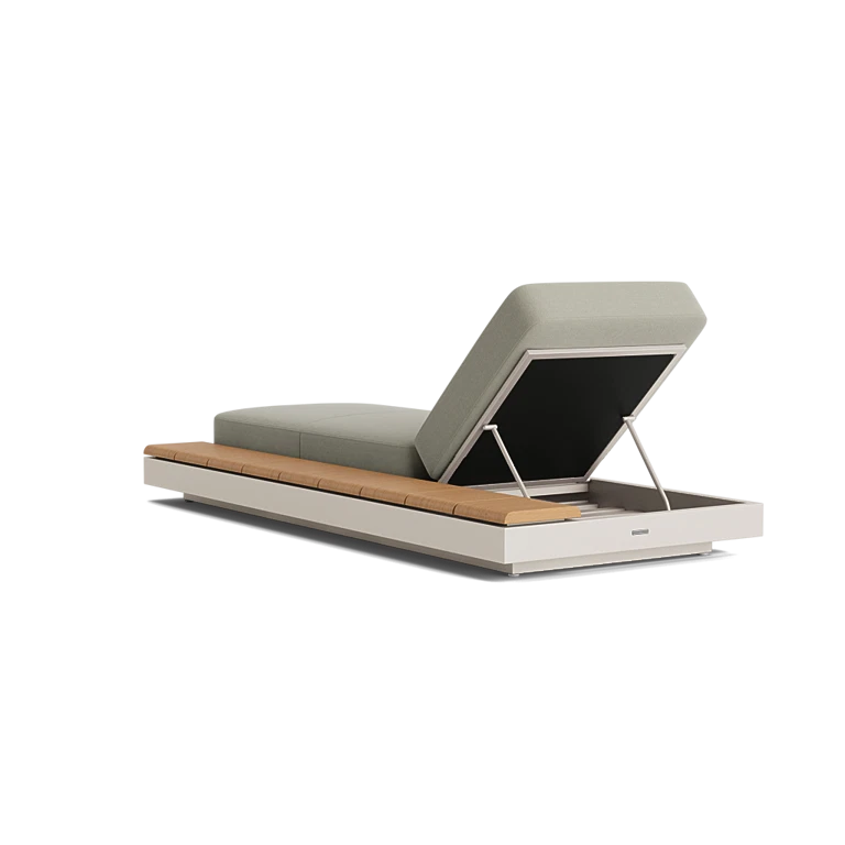 Huntley Chaise Lounge with Teak Sideboard by Brown Jordan