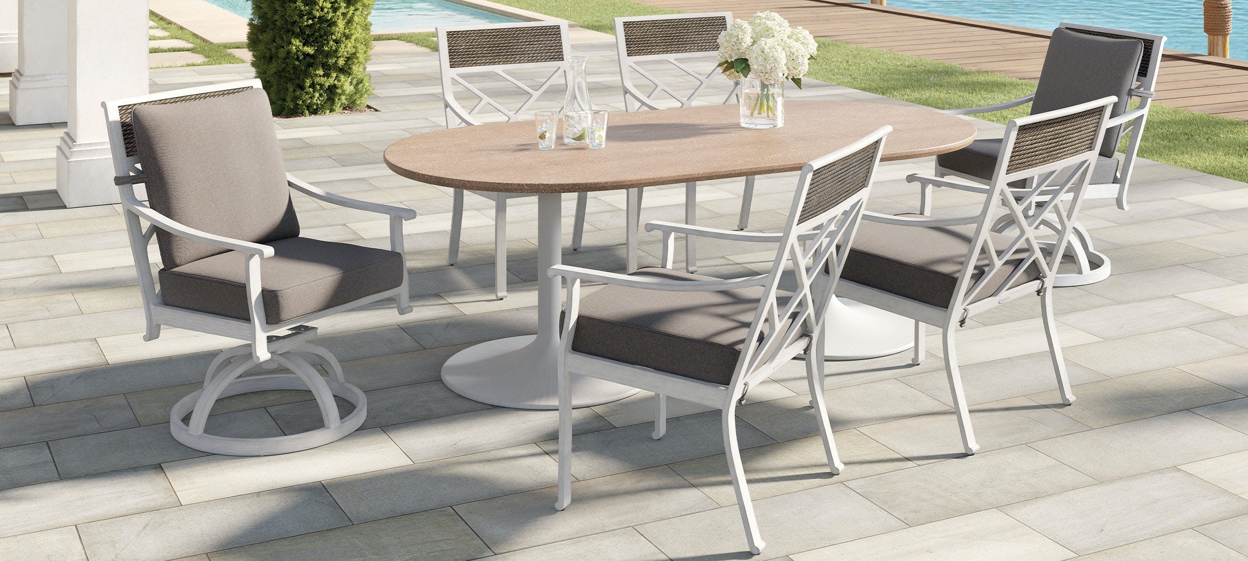 Korda Cushion Outdoor Dining Set for 6 By Castelle