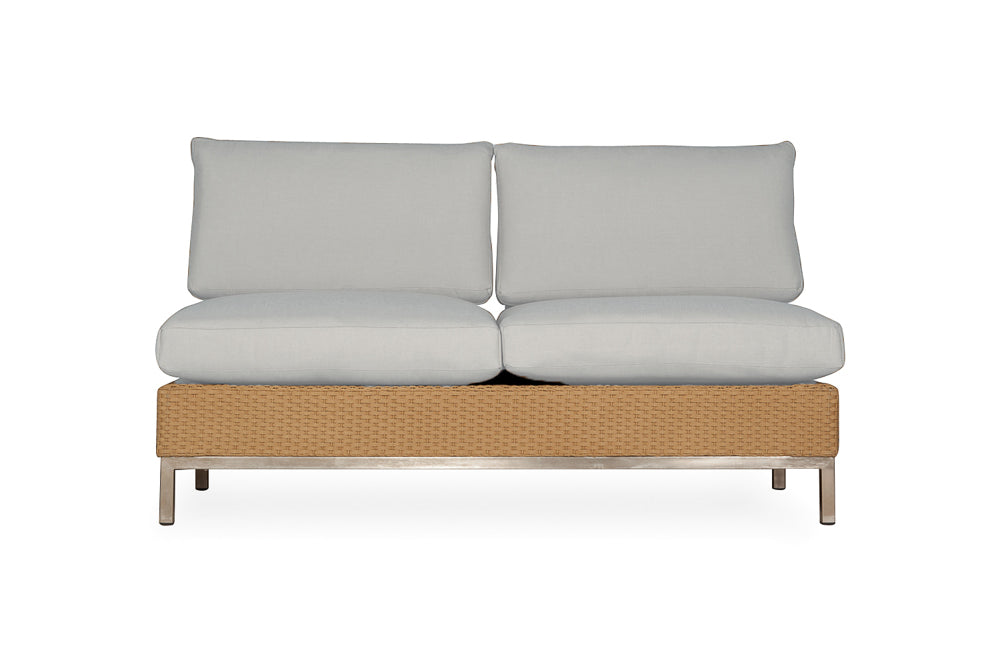 Elements Armless Settee with Loom Back By Lloyd Flanders