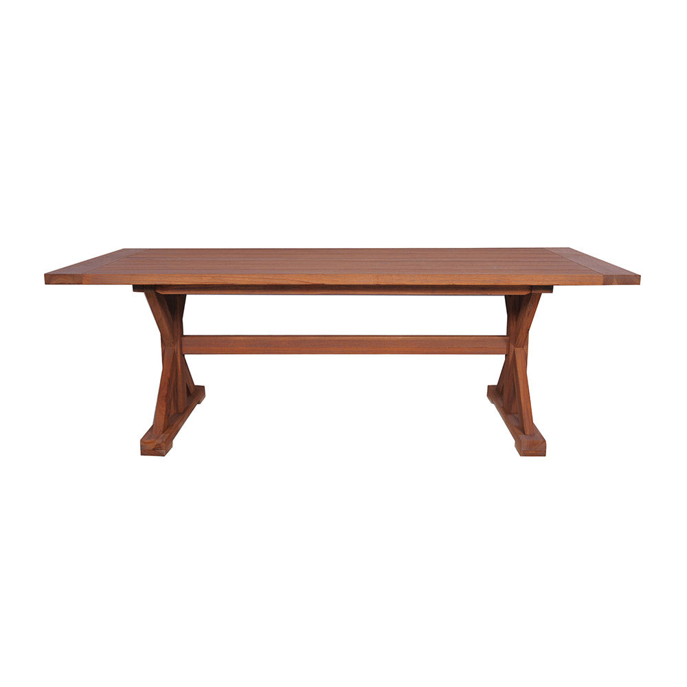 Teak 87” Rectangular Trestle Base Dining Table by Lloyd Flanders
