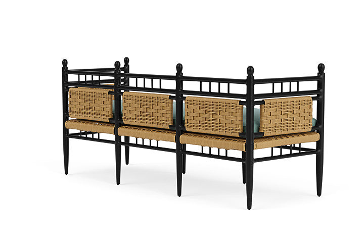 Lloyd Flanders Low Country 3-Seat Garden Bench Set with Ottomans