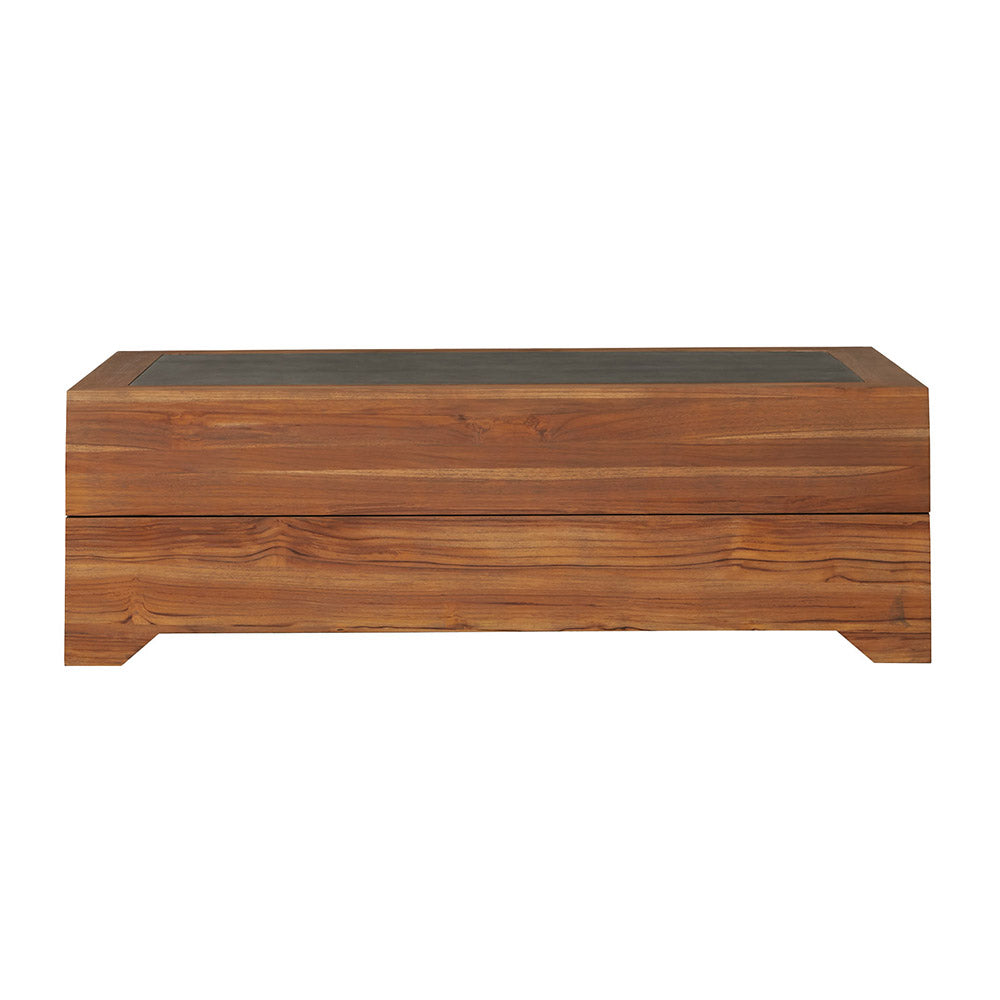 Teak  54” Rect. Cocktail Table with Faux Concrete Inset by Lloyd Flanders
