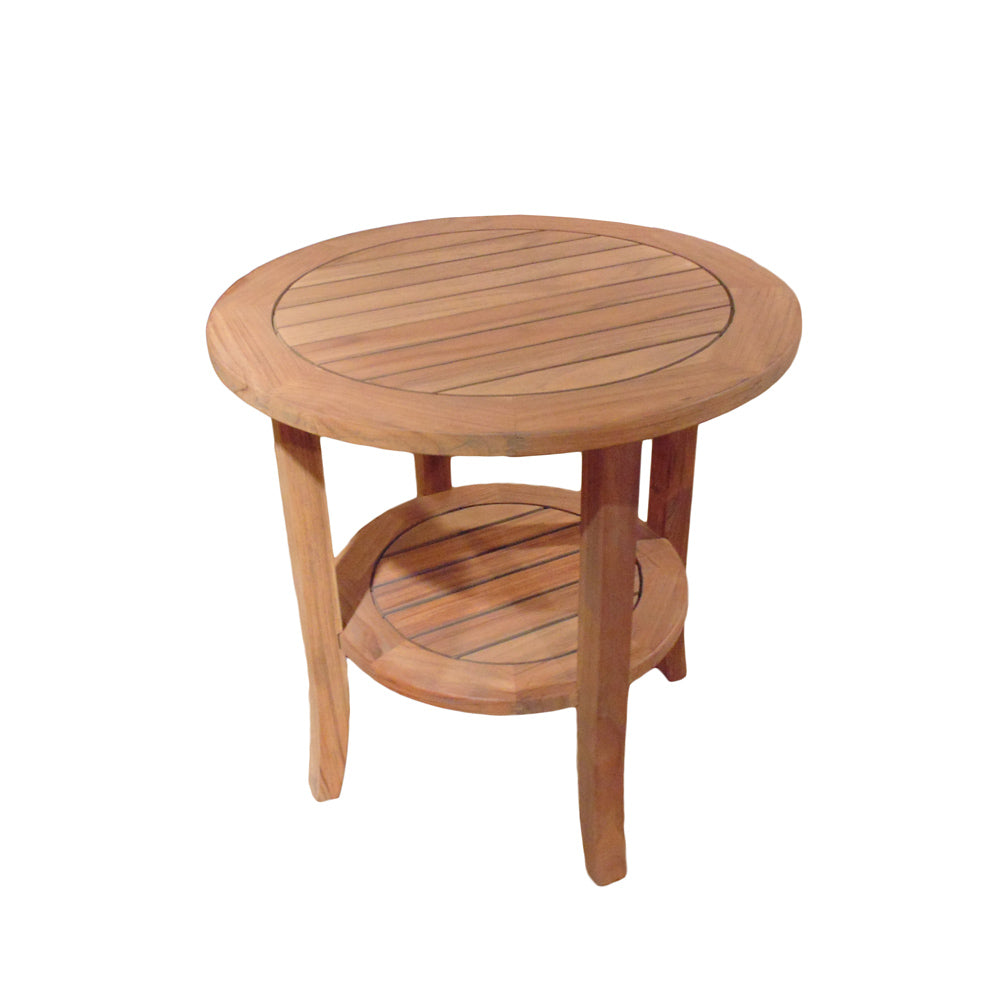 Teak 24” Round Tapered Leg End Table with Shelf by Lloyd Flanders