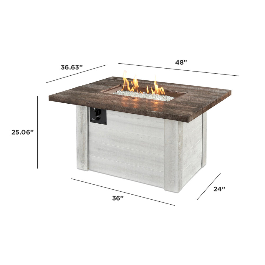 Alcott Rectangular Gas Fire Pit Table Dimensions