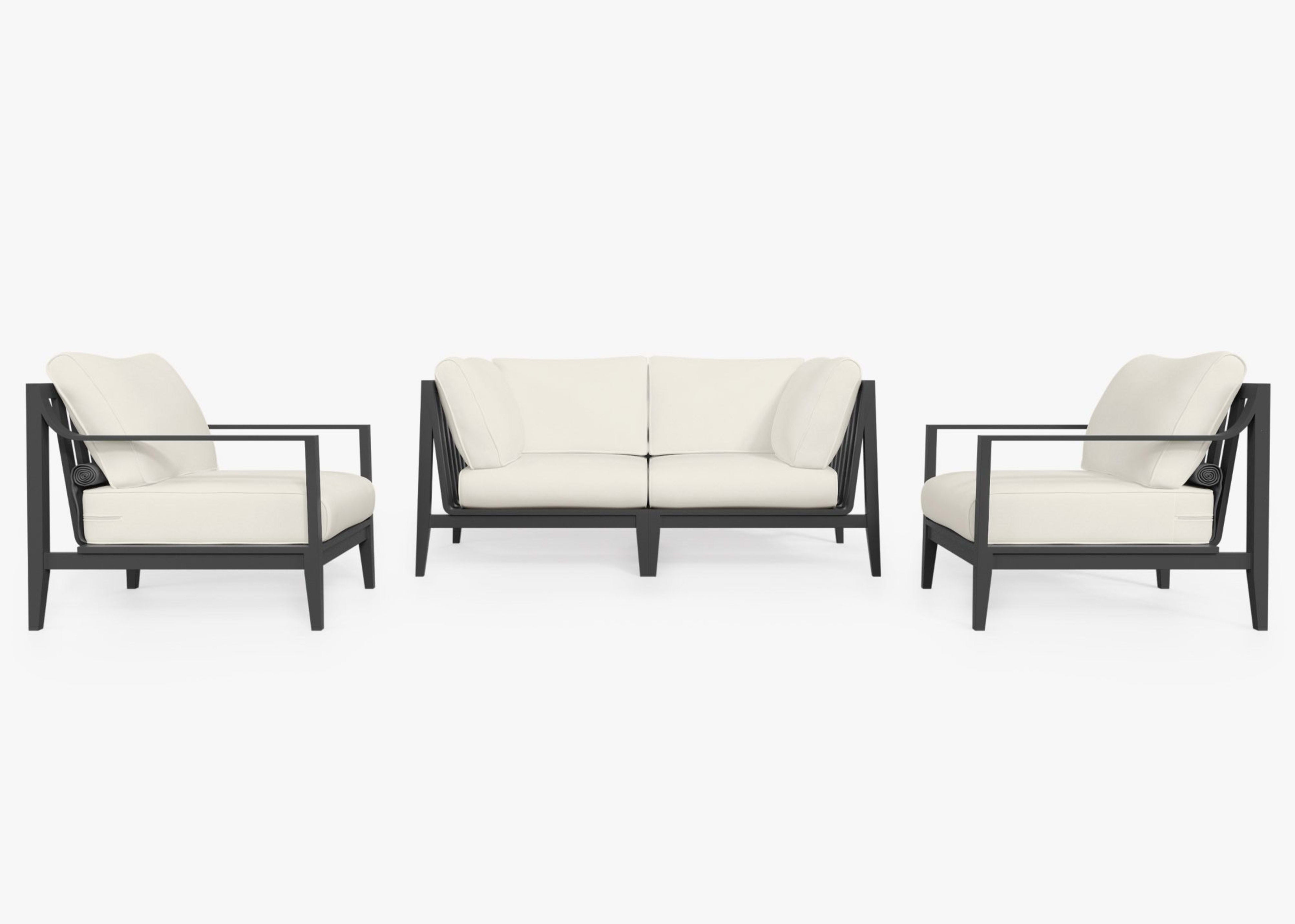 Aluminum Outdoor Loveseat with Armchairs - 4 Seat 