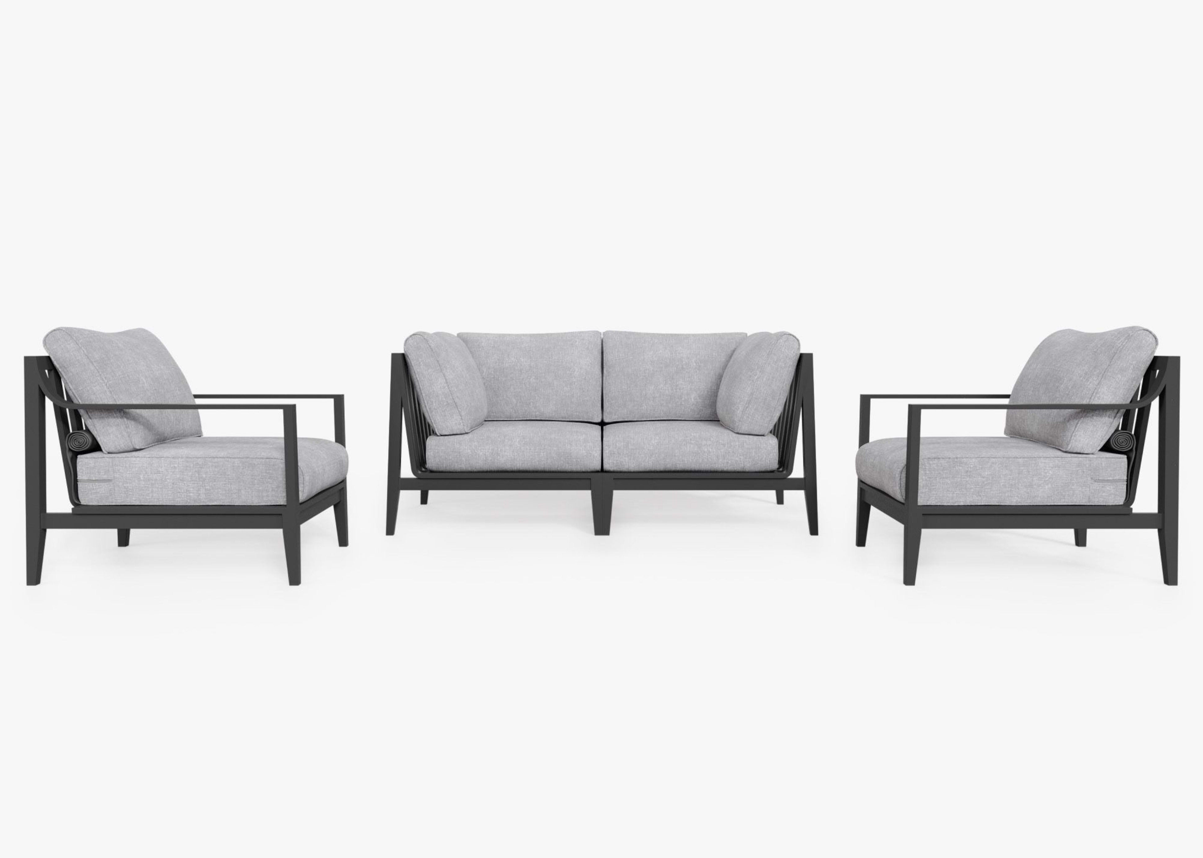 Aluminum Outdoor Loveseat with Armchairs - 4 Seat 