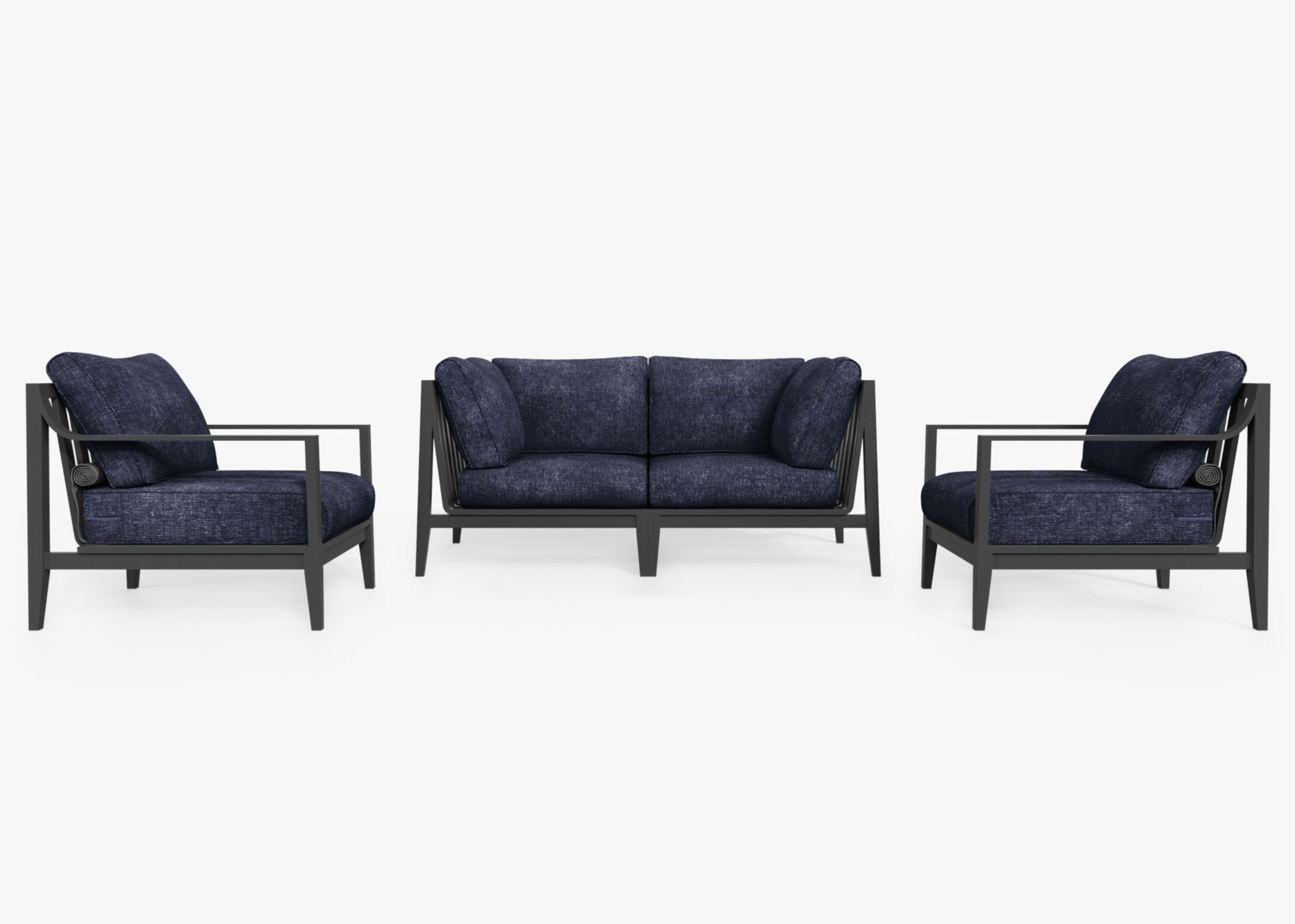 Aluminum Outdoor Loveseat with Armchairs - 4 Seat 