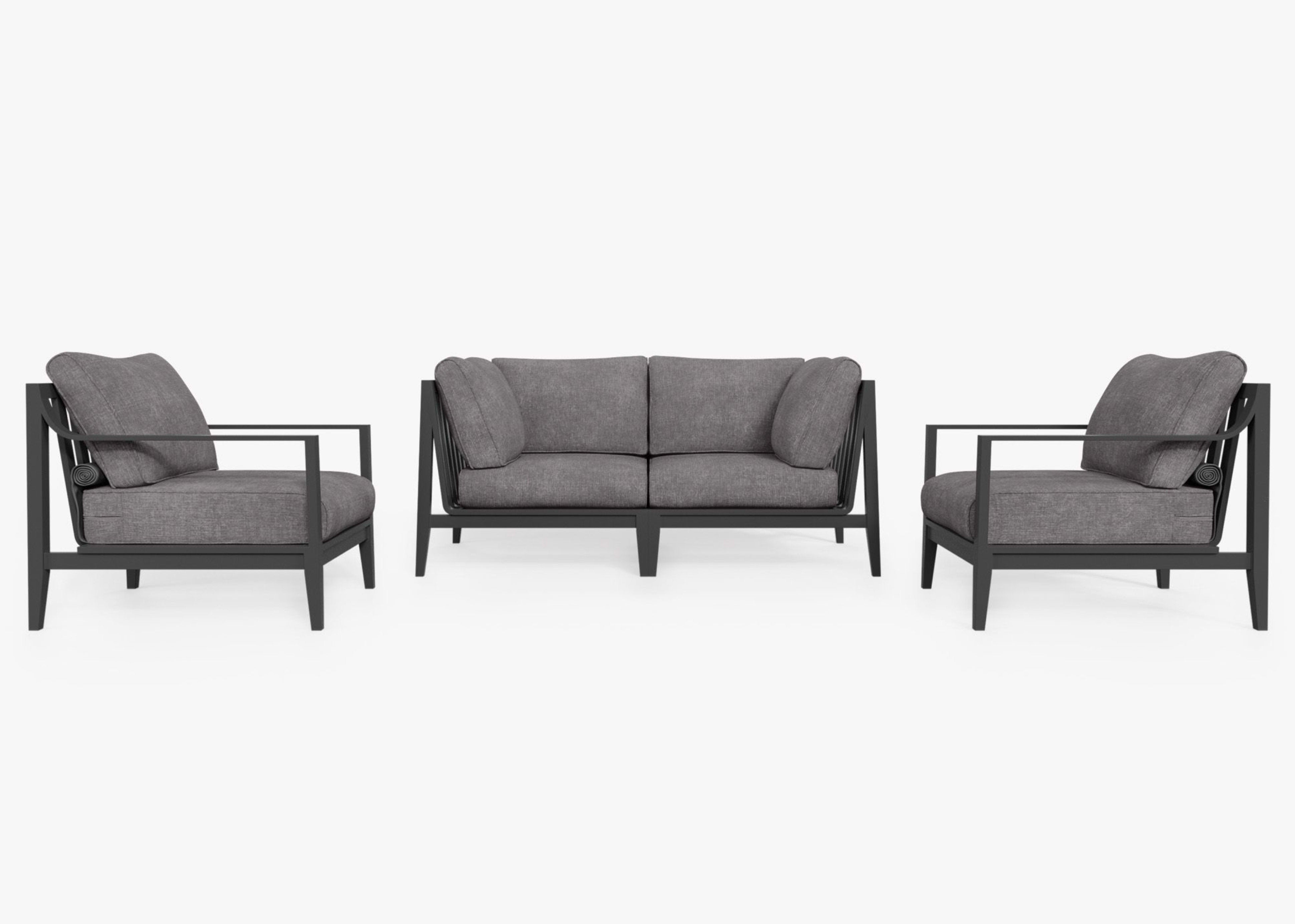 Aluminum Outdoor Loveseat with Armchairs - 4 Seat 