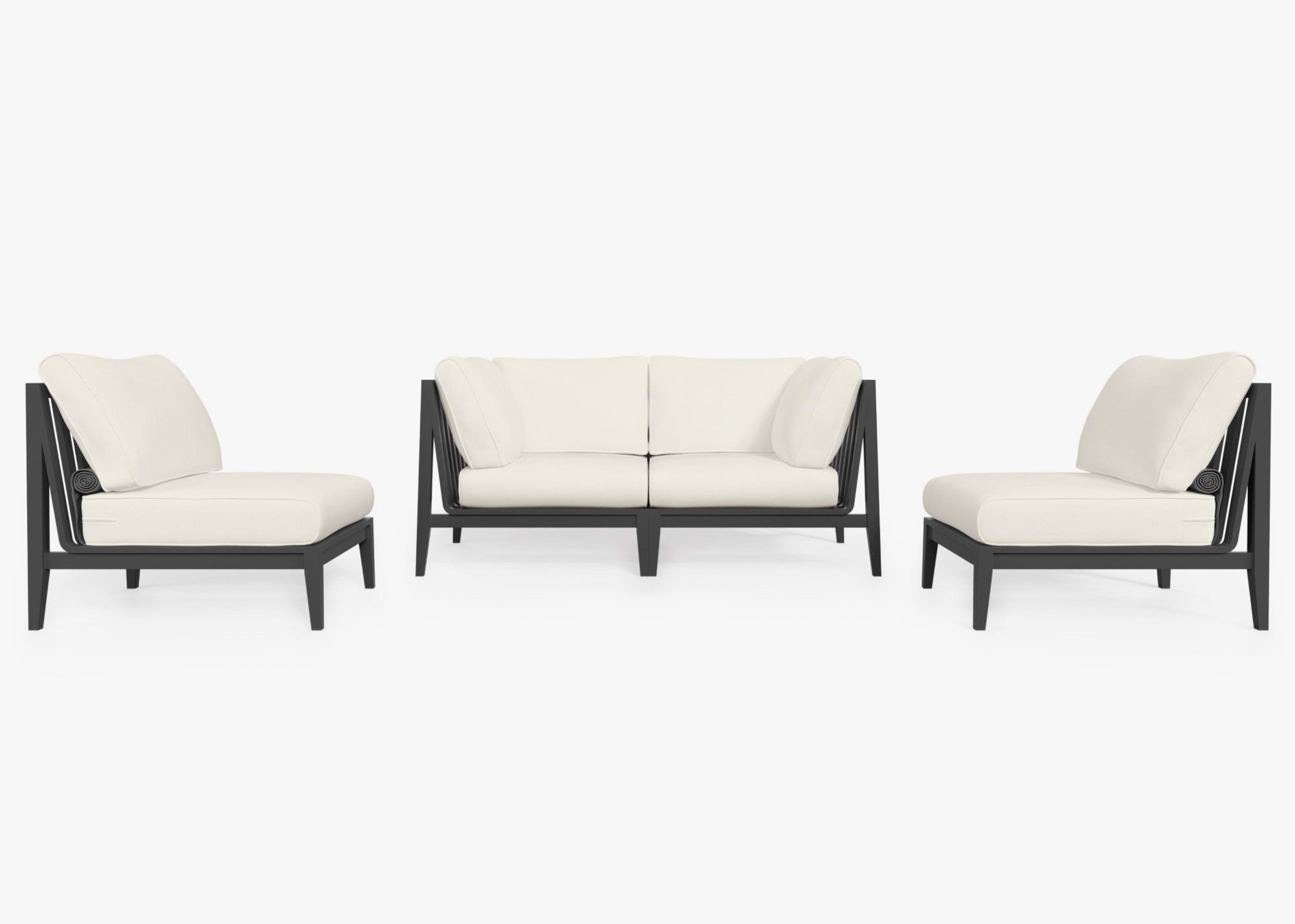 Aluminum Outdoor Loveseat with Armless Chairs - 4 Seat 