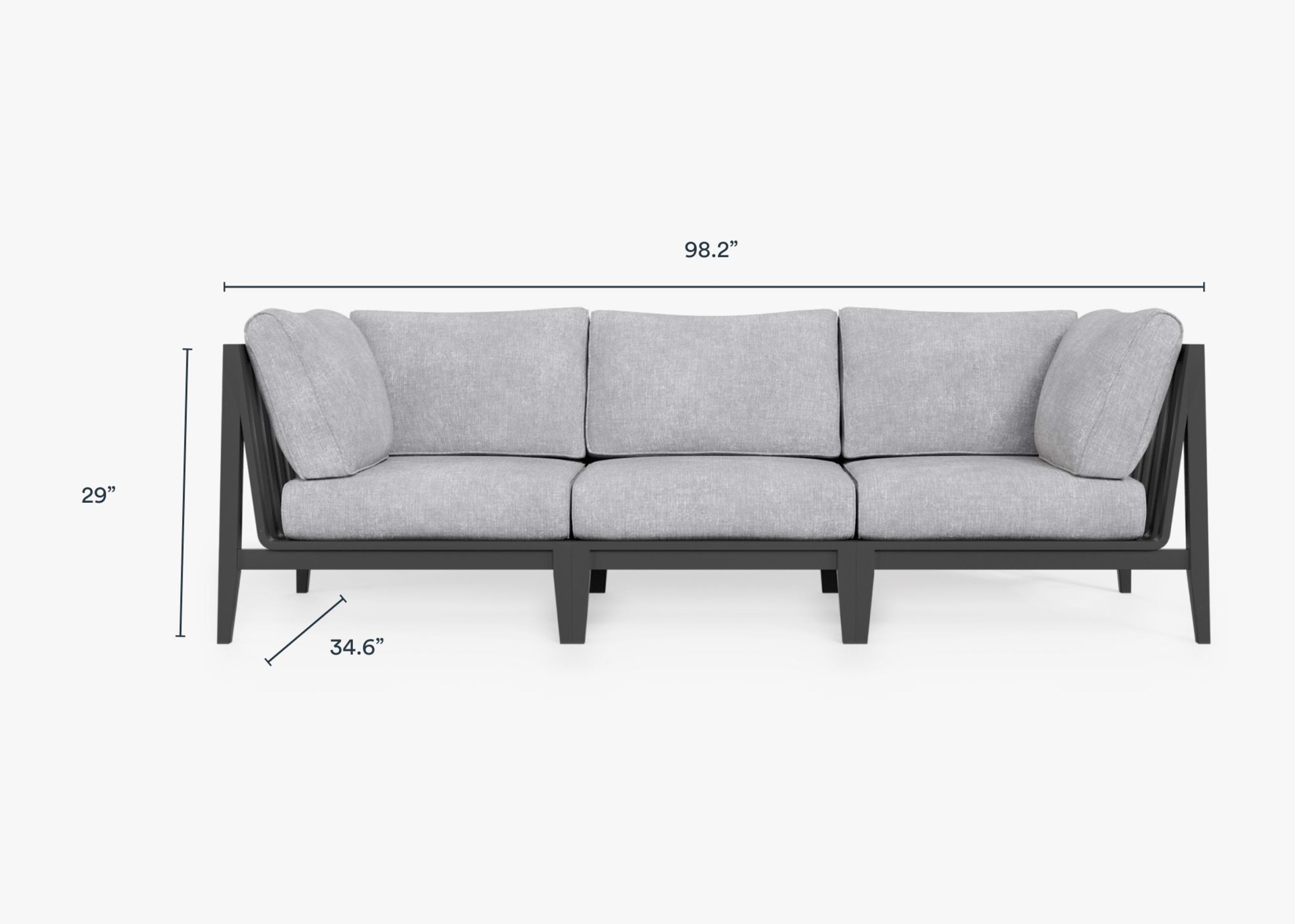 Aluminum Outdoor Sofa - 3 Seat dimensions