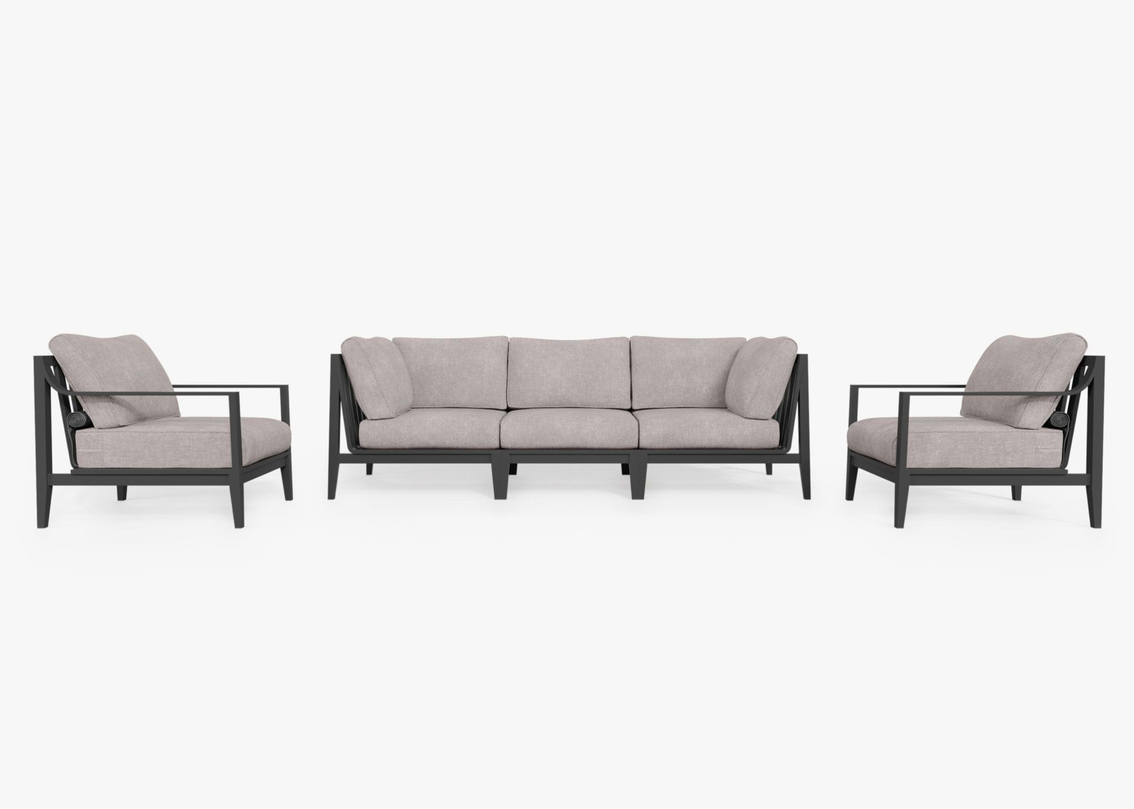 Outer Charcoal Aluminum Outdoor Sofa with Armchairs 5 Seat Sandstone Gray