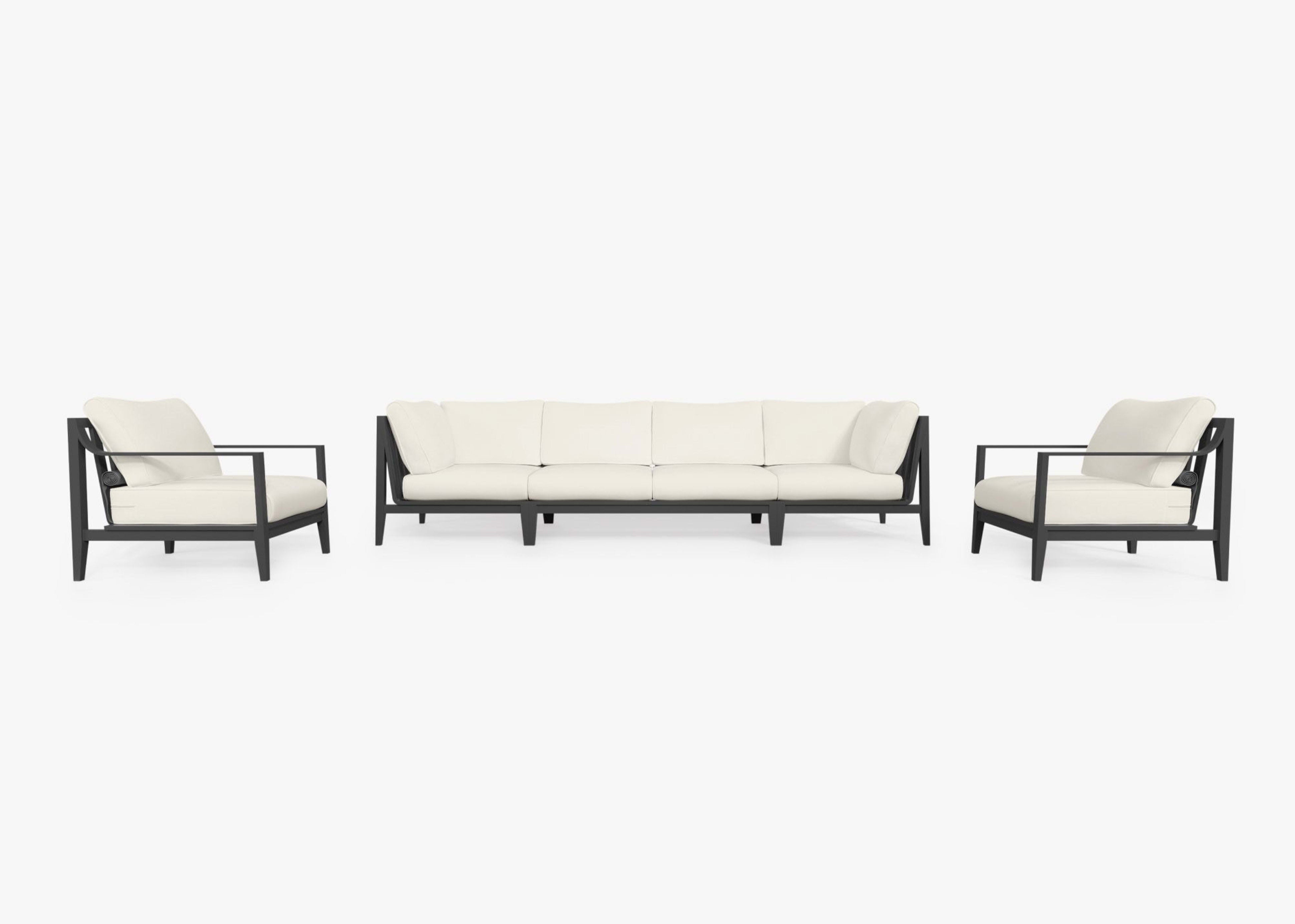 Aluminum Outdoor Sofa with Armchairs - 6 Seat 