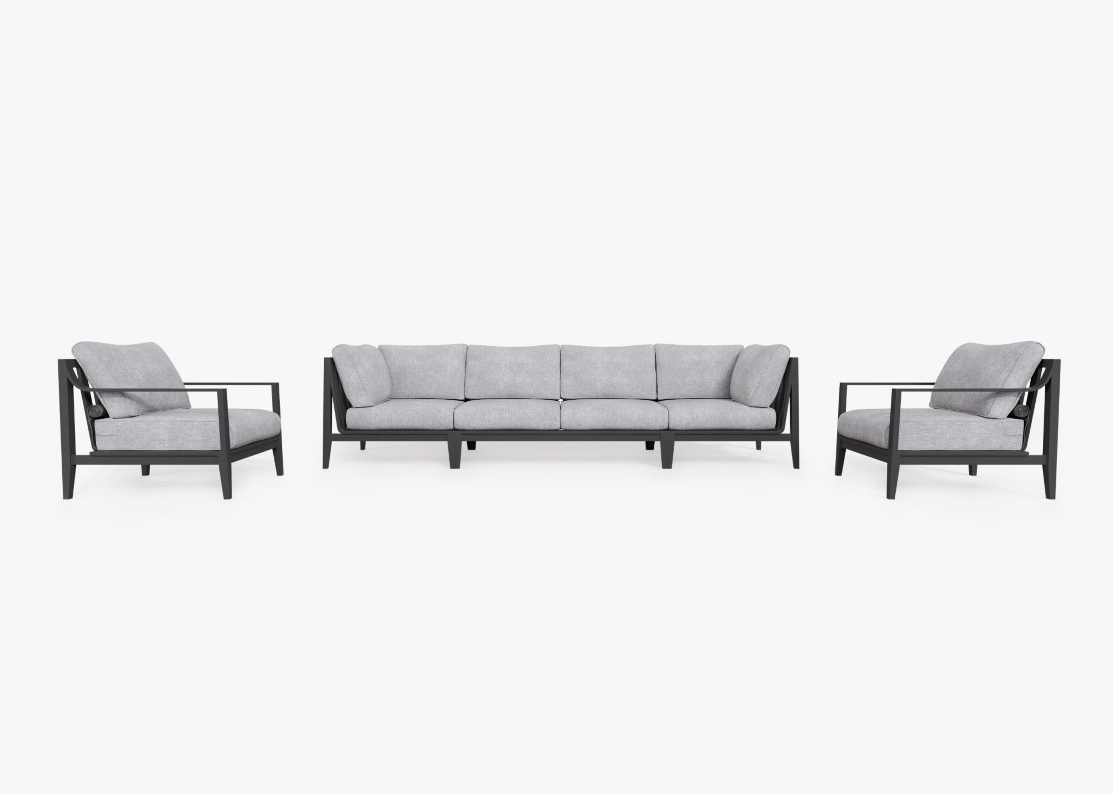 Aluminum Outdoor Sofa with Armchairs - 6 Seat 
