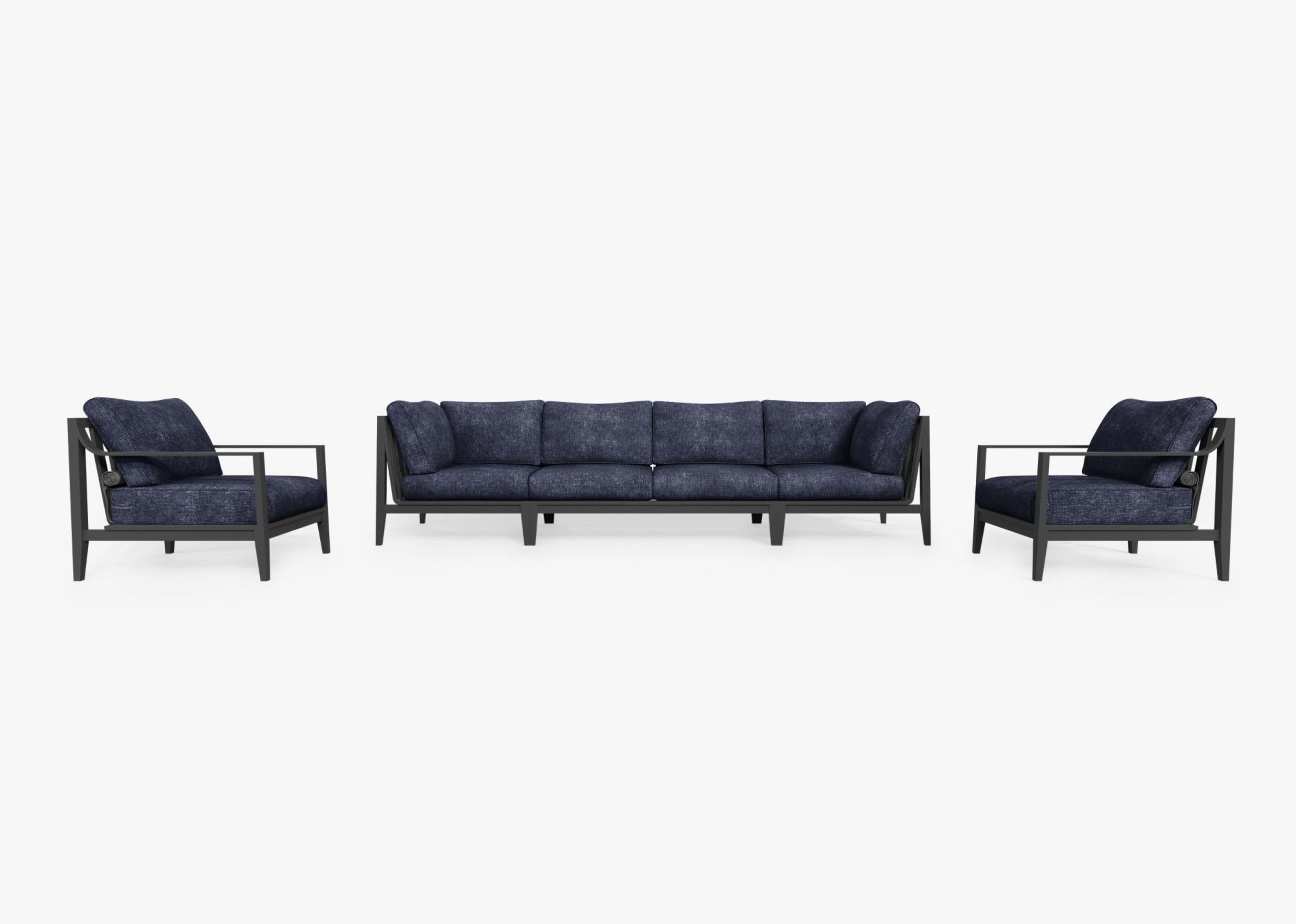 Aluminum Outdoor Sofa with Armchairs - 6 Seat 