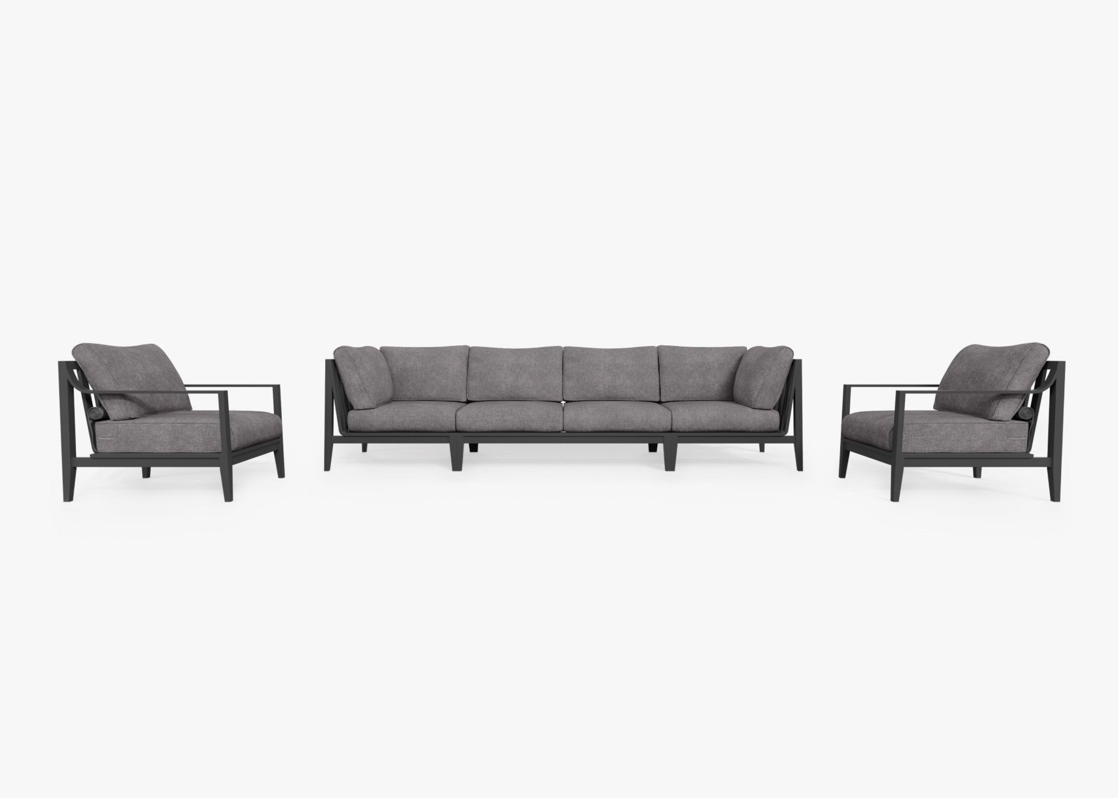 Aluminum Outdoor Sofa with Armchairs - 6 Seat 