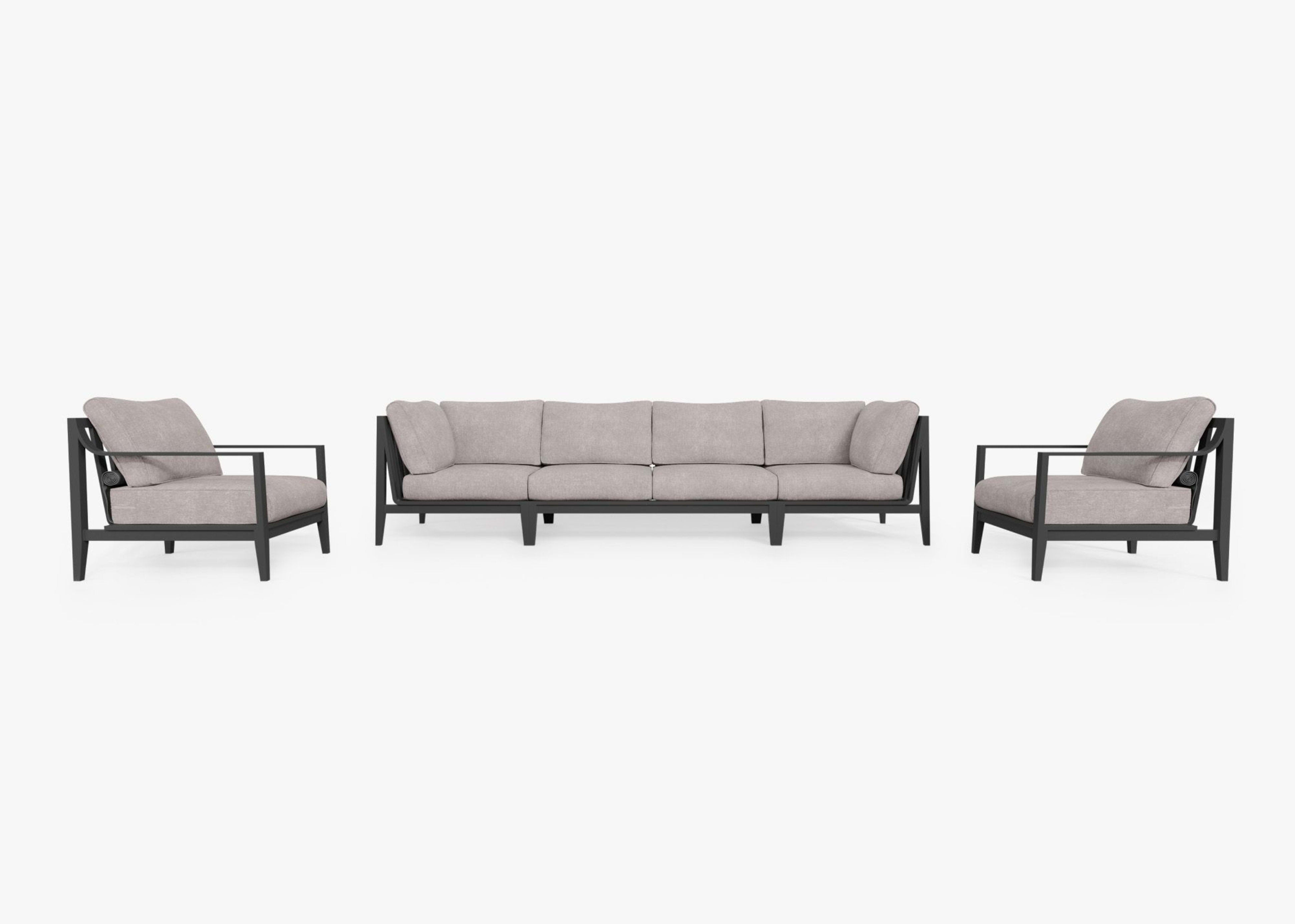 Aluminum Outdoor Sofa with Armchairs - 6 Seat 