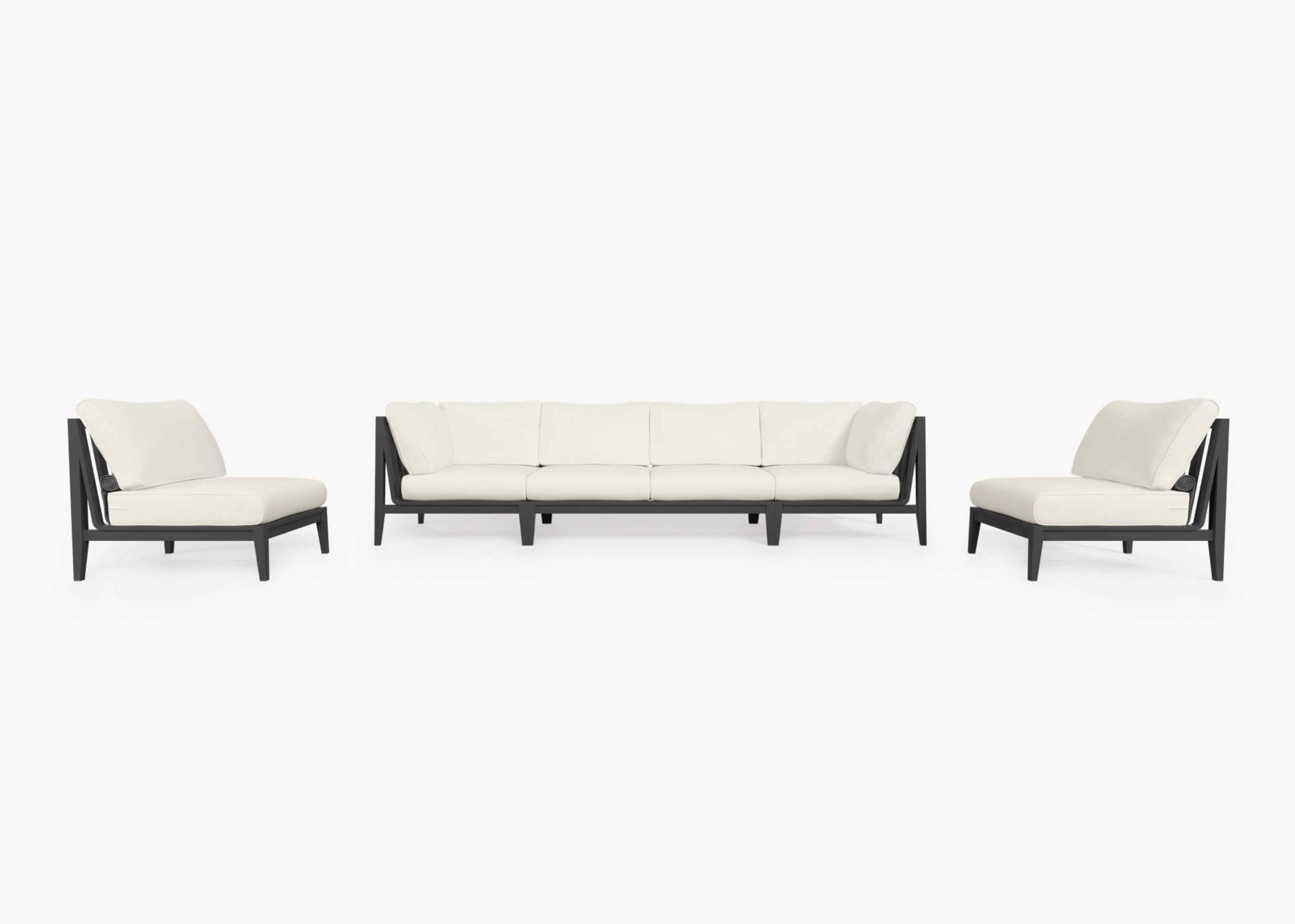 Aluminum Outdoor Sofa with Armless Chairs - 6 Seat