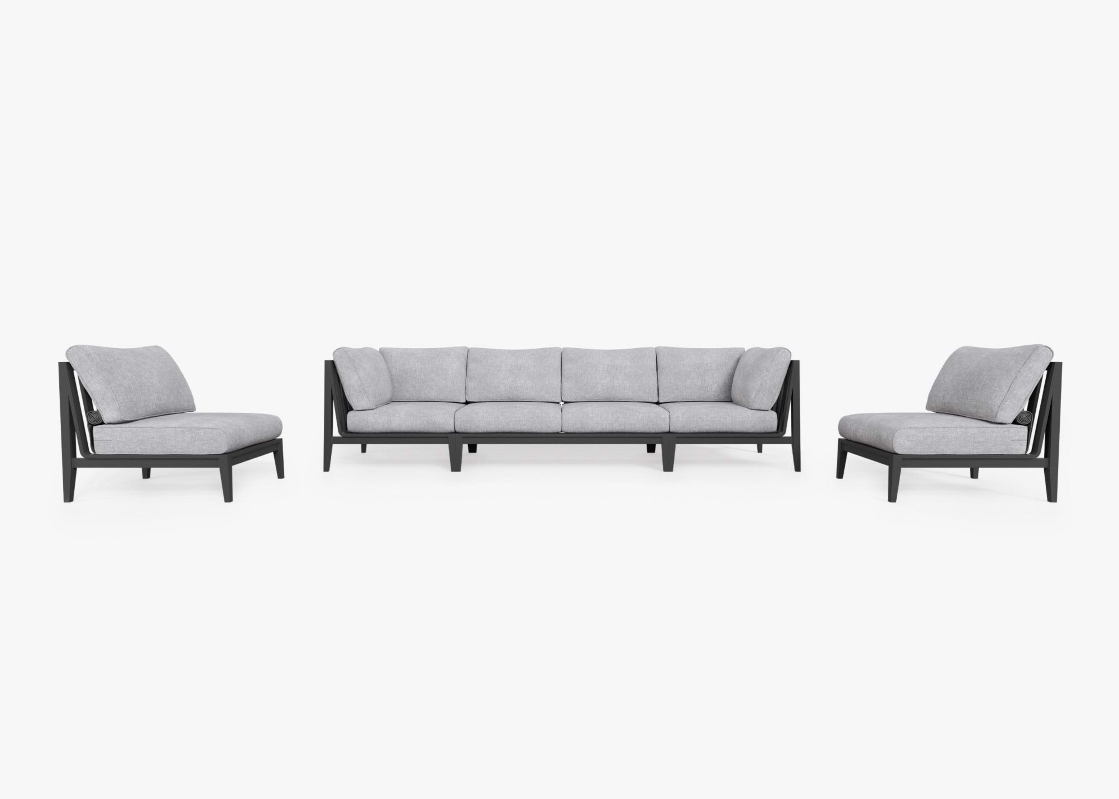 Aluminum Outdoor Sofa with Armless Chairs - 6 Seat