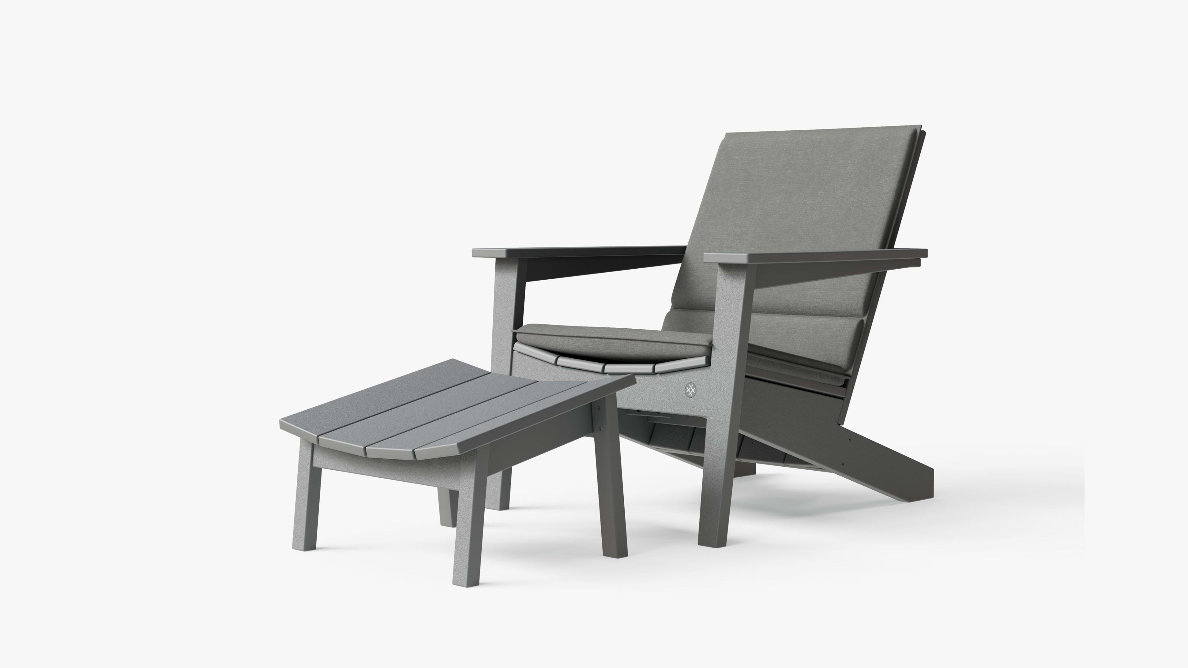 Ascent Adirondack + Ottoman (Dark Pebble Gray Cushion) By Outer