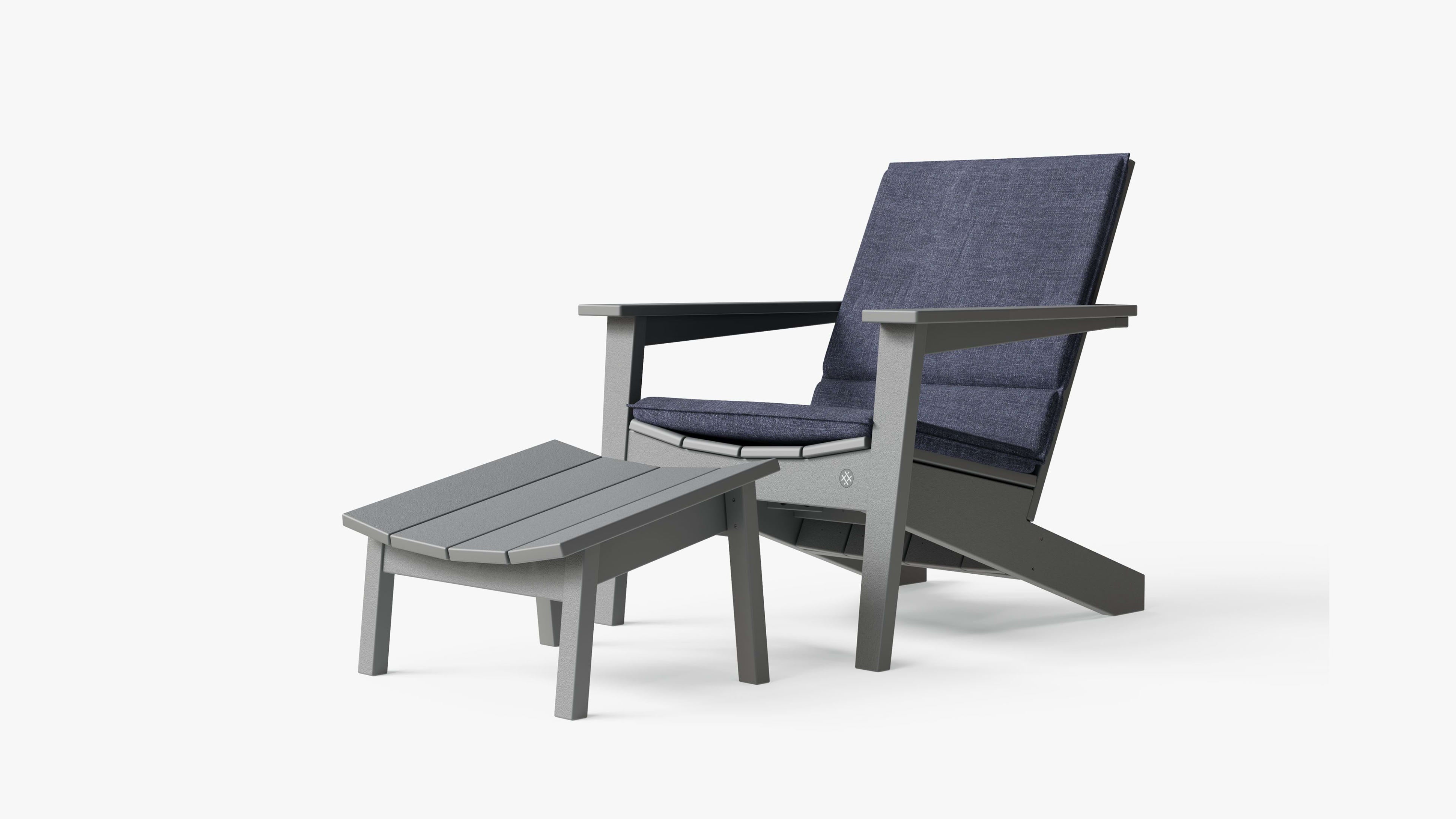Ascent Adirondack + Ottoman (Deep Sea Navy Cushion) By Outer