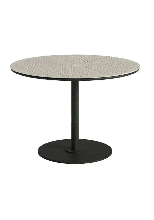Axis 42" Round Hexis Pattern Top KD Pedestal Dining Umbrella Table by Tropitone