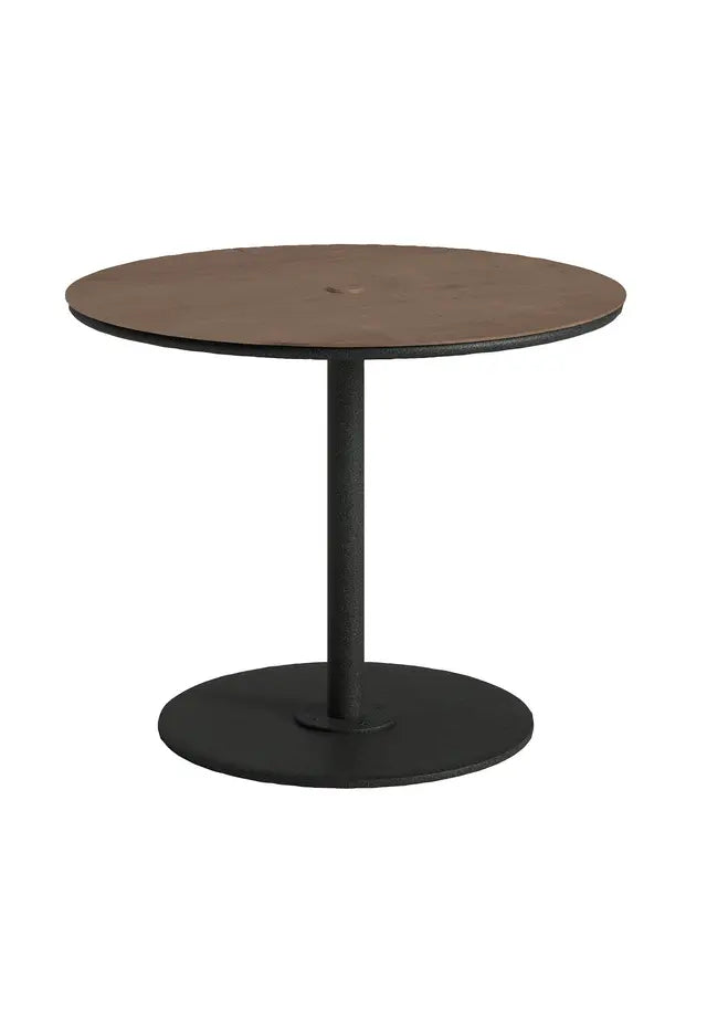 Axis 36" Round Raya Woodgrain Top KD Pedestal Dining Umbrella Table by Tropitone