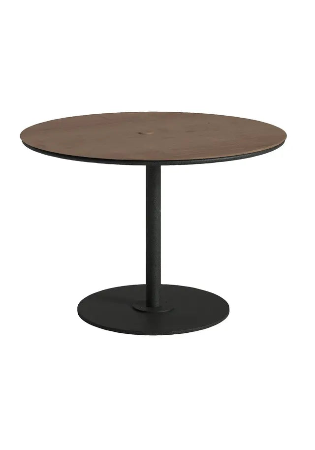 Axis 42" Round Raya Woodgrain Top KD Pedestal Dining Umbrella Table by Tropitone
