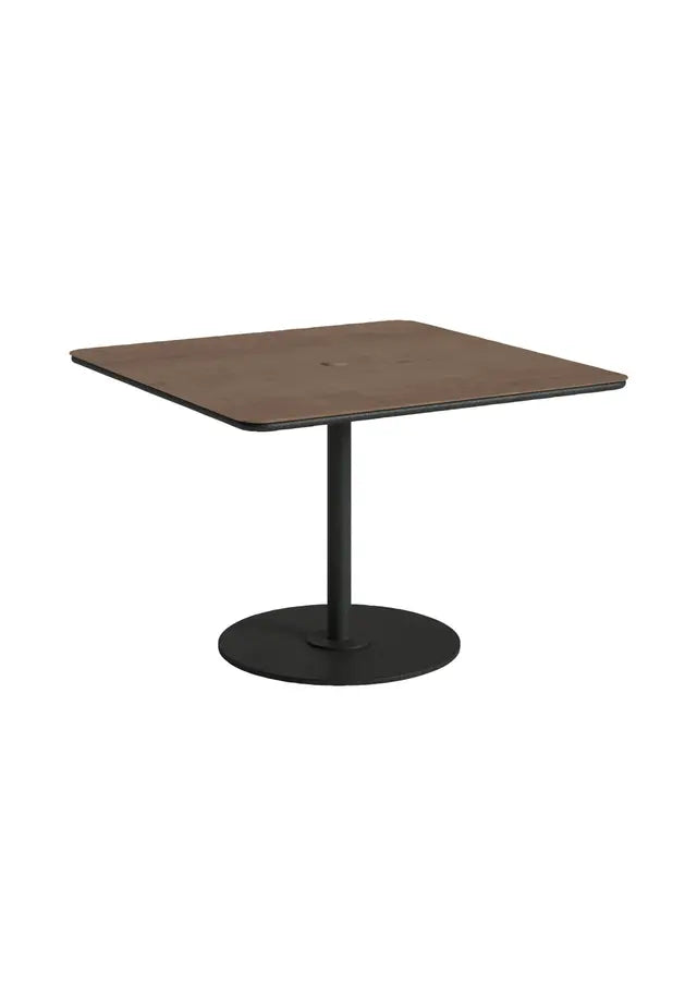 Axis 42" Square Raya Woodgrain Top KD Pedestal Dining Umbrella Table by Tropitone
