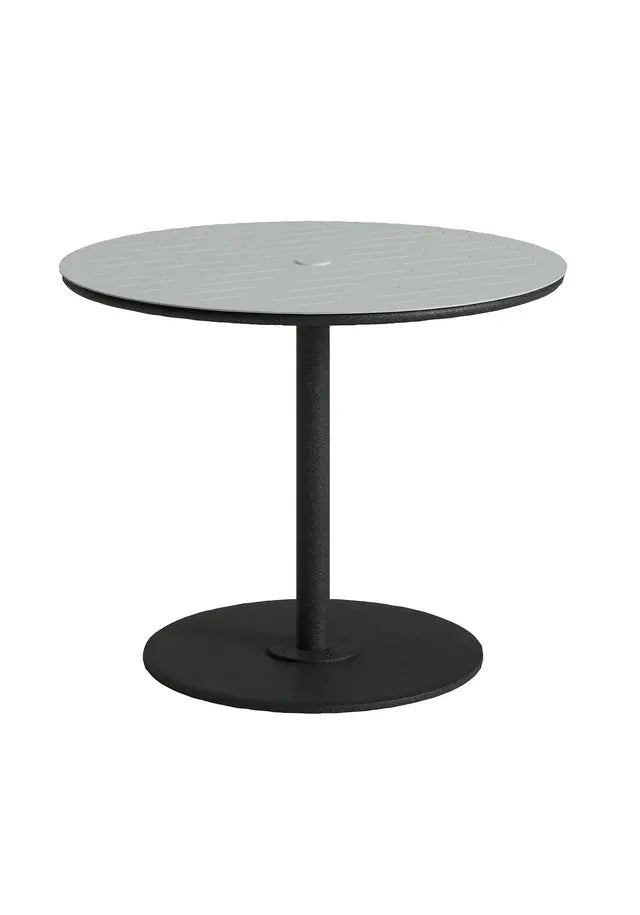 Axis 36" Round Raya Pattern Top KD Pedestal Dining Umbrella Table by Tropitone