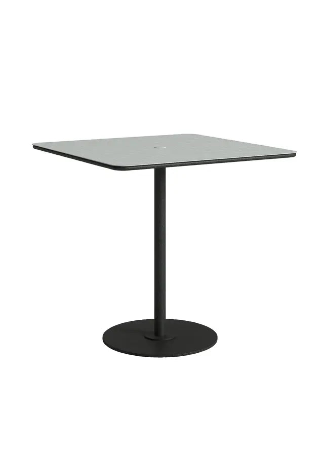 Axis 42" Square Raya Pattern Top KD Pedestal Bar Umbrella Table by Tropitone