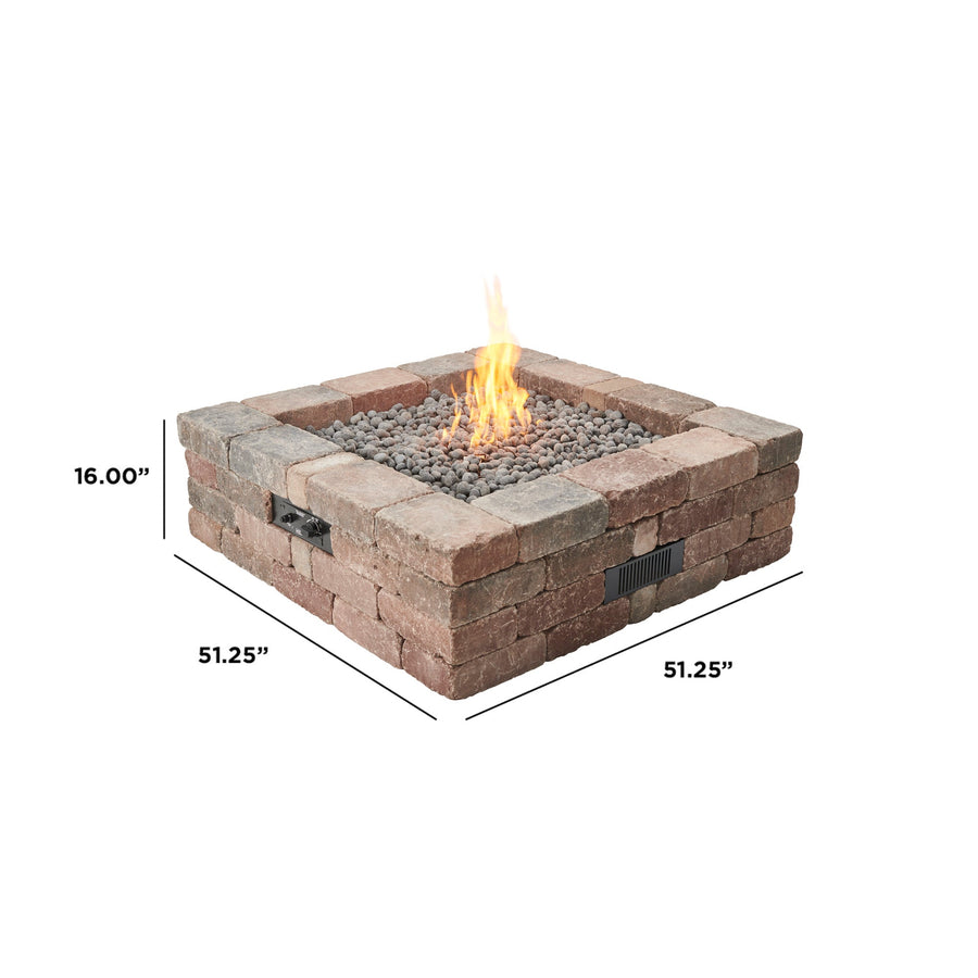 Bronson Block Square Gas Fire Pit Kit