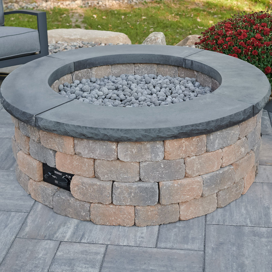 Bronson Block Round Gas Fire Pit Kit - Thumbnail 2
