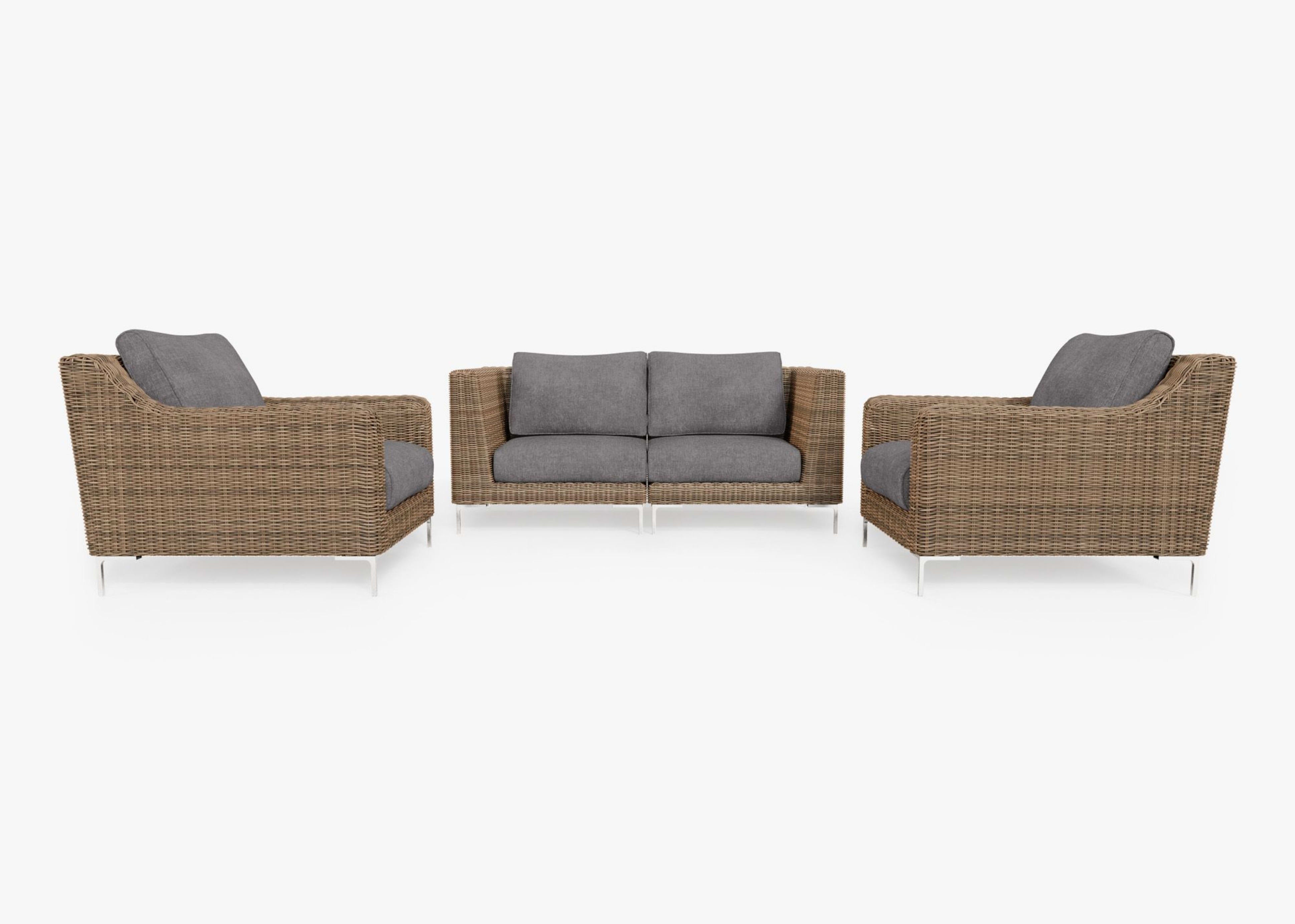 brown brown Wicker Outdoor Loveseat with Armchairs - 4 Seat 