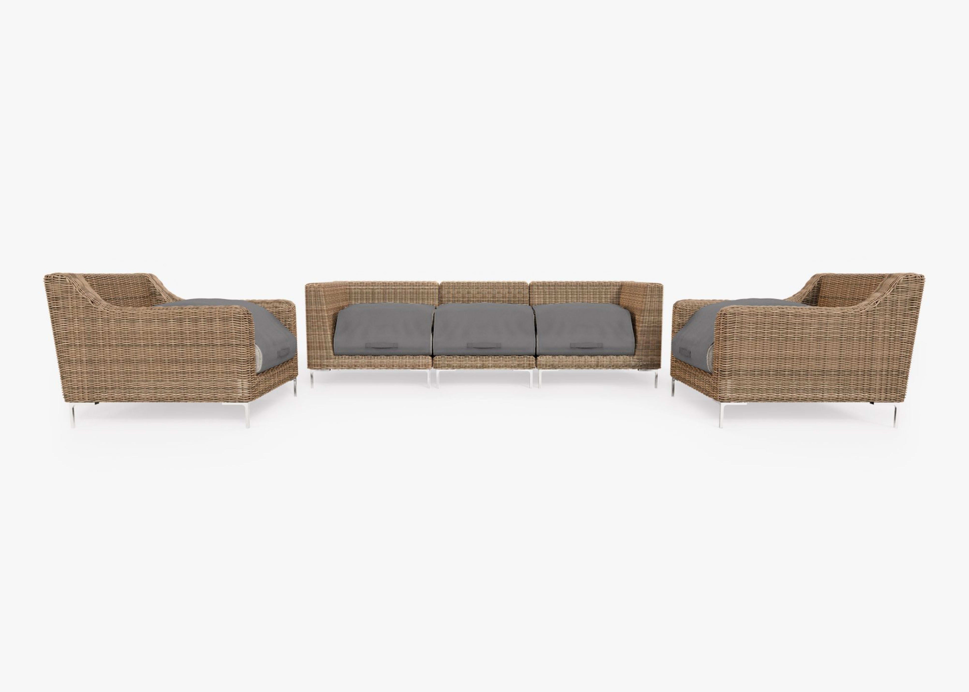 Wicker Outdoor Sofa with Armchairs - 5 Seat - Thumbnail 4