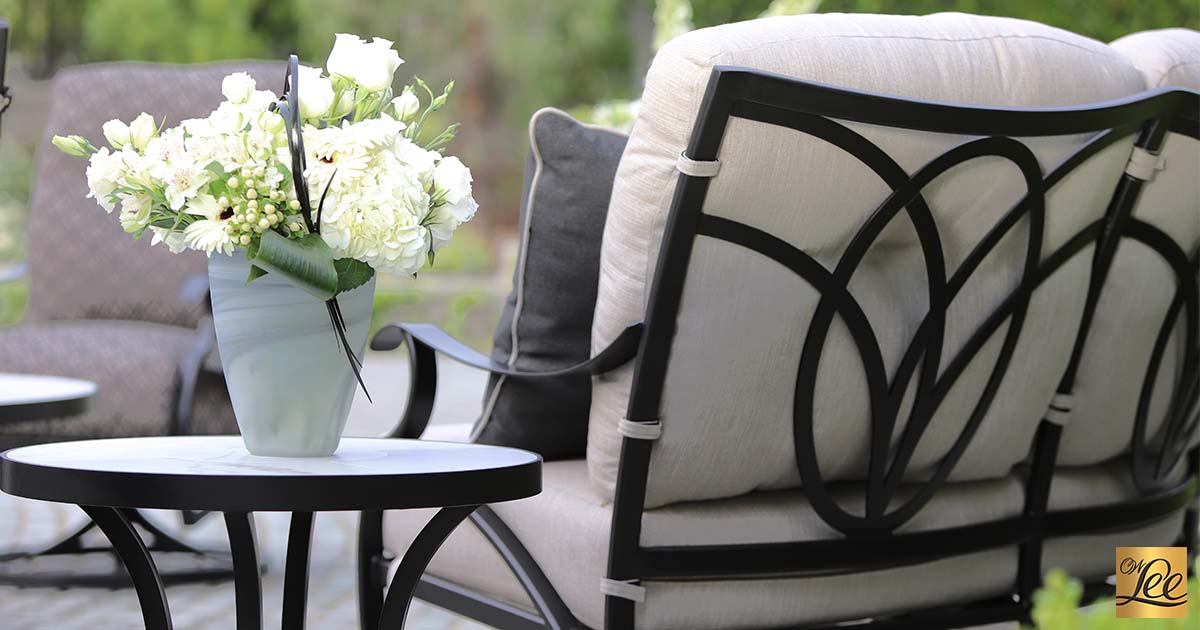24" Rd. Valencia Side Table with Aluminum Rim by O.W. Lee