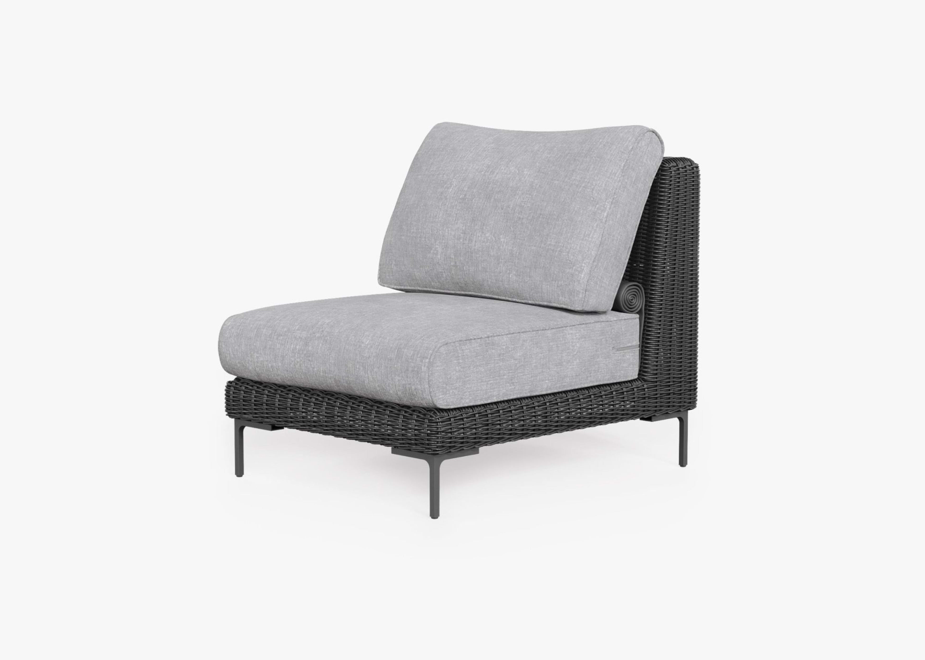 black Wicker Outdoor Armless Chair