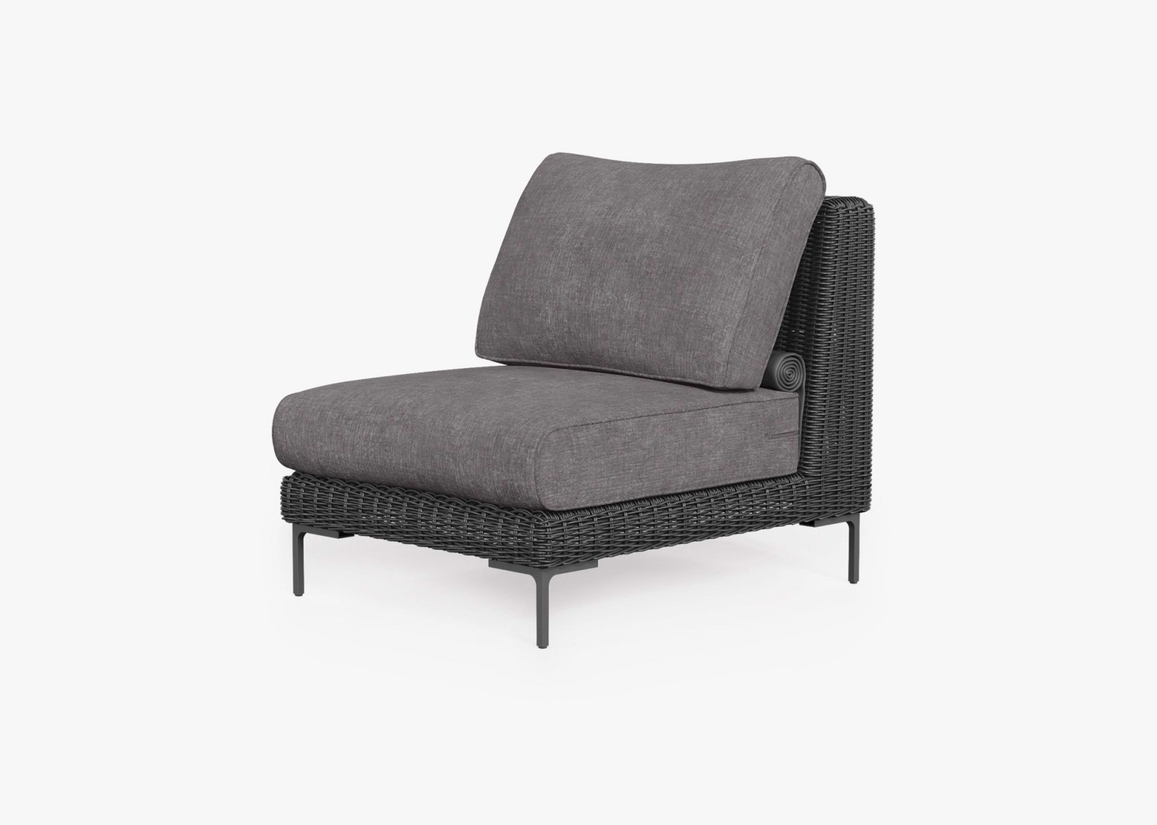 black Wicker Outdoor Armless Chair