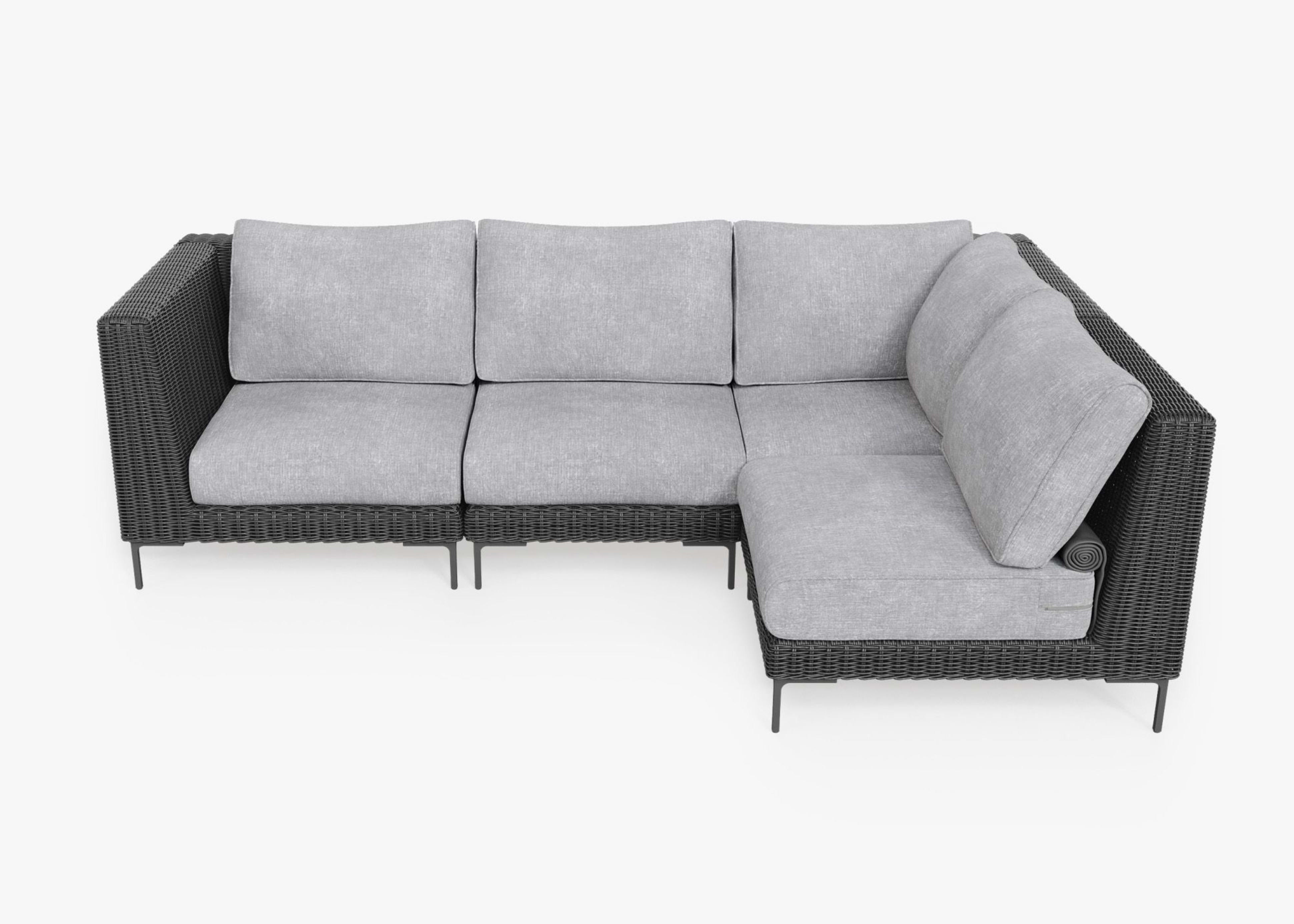black Wicker Outdoor L Sectional - 4 Seat