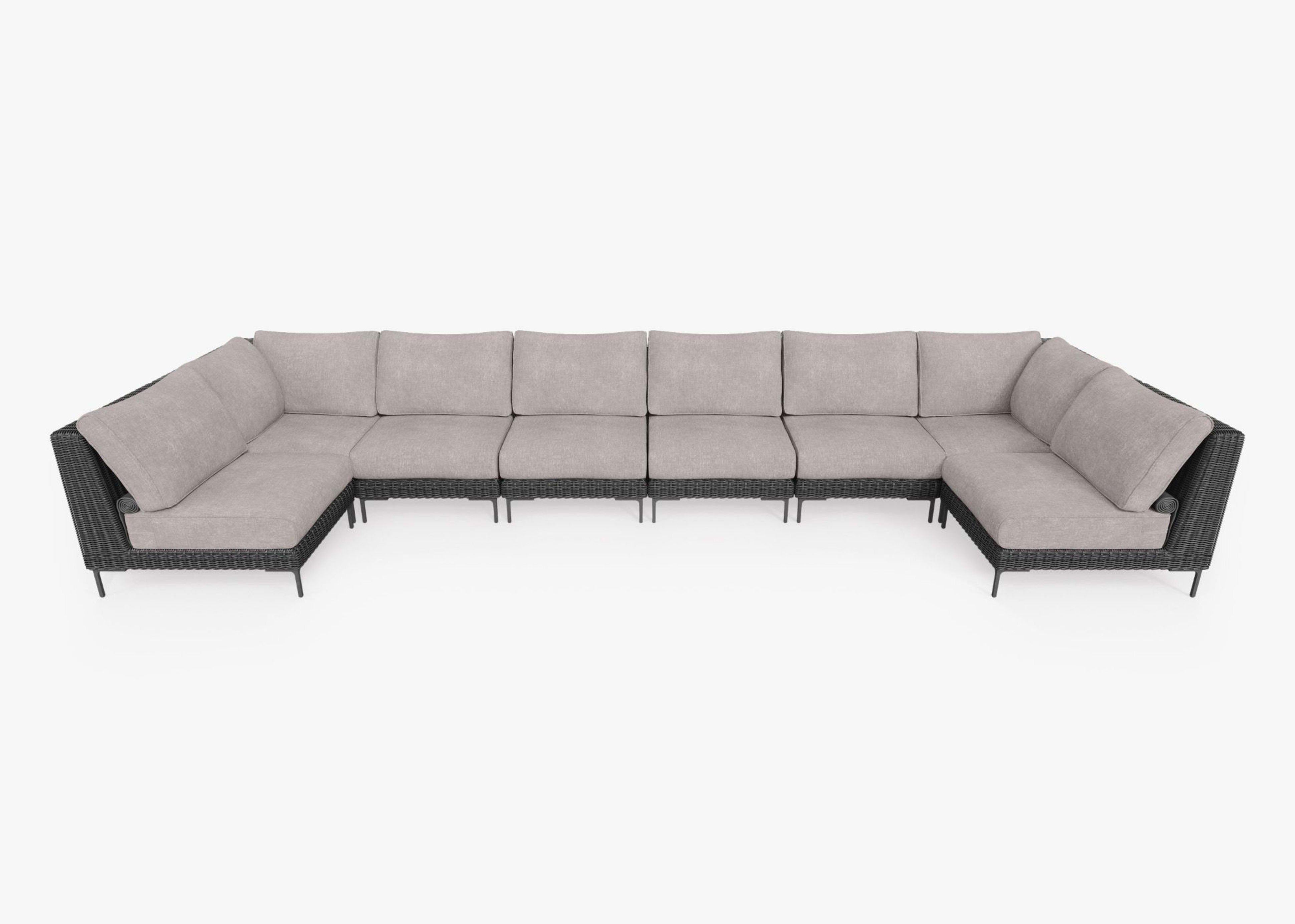 black Wicker Outdoor U Sectional - 8 Seat