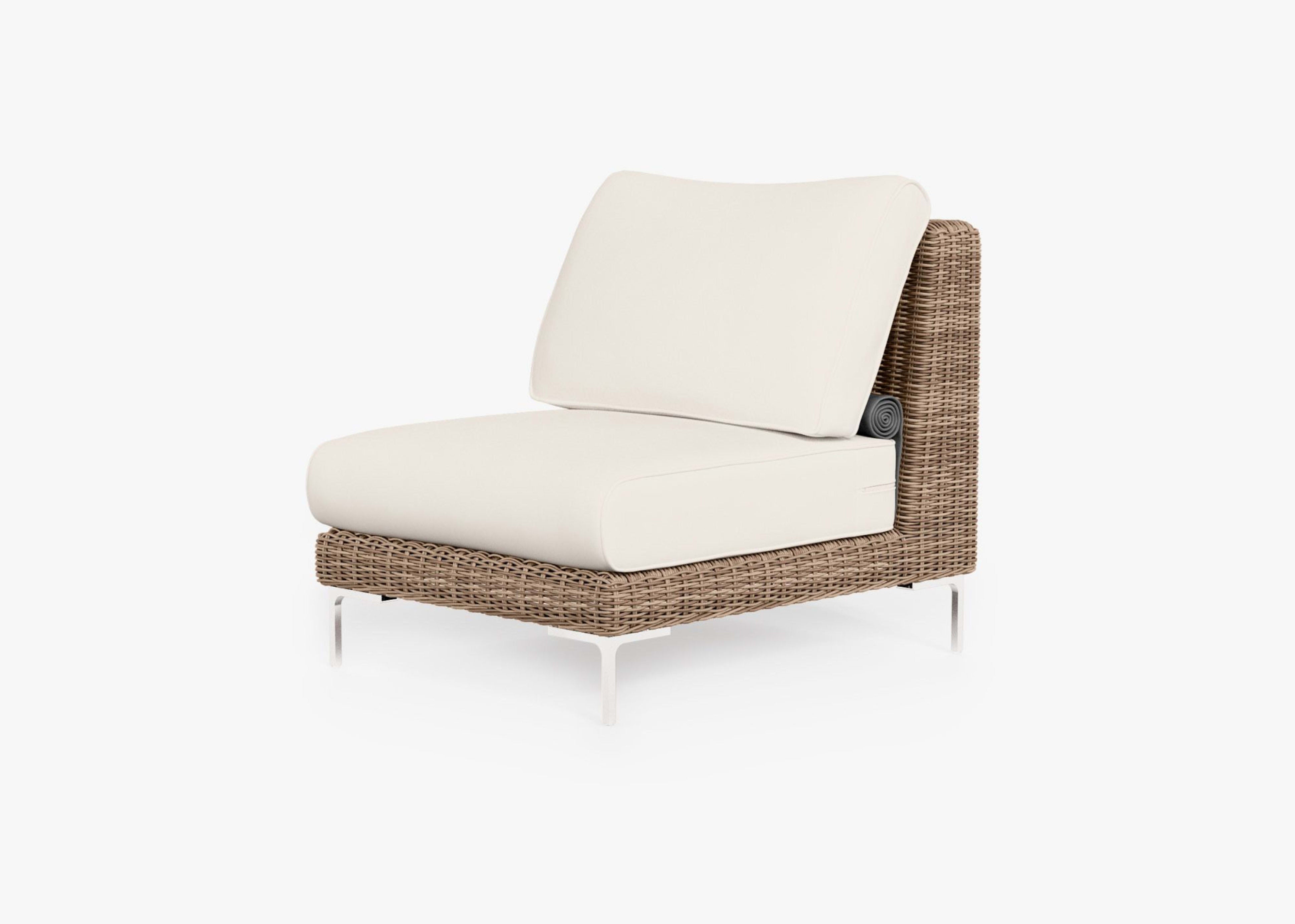 brown Wicker Outdoor Armless Chair