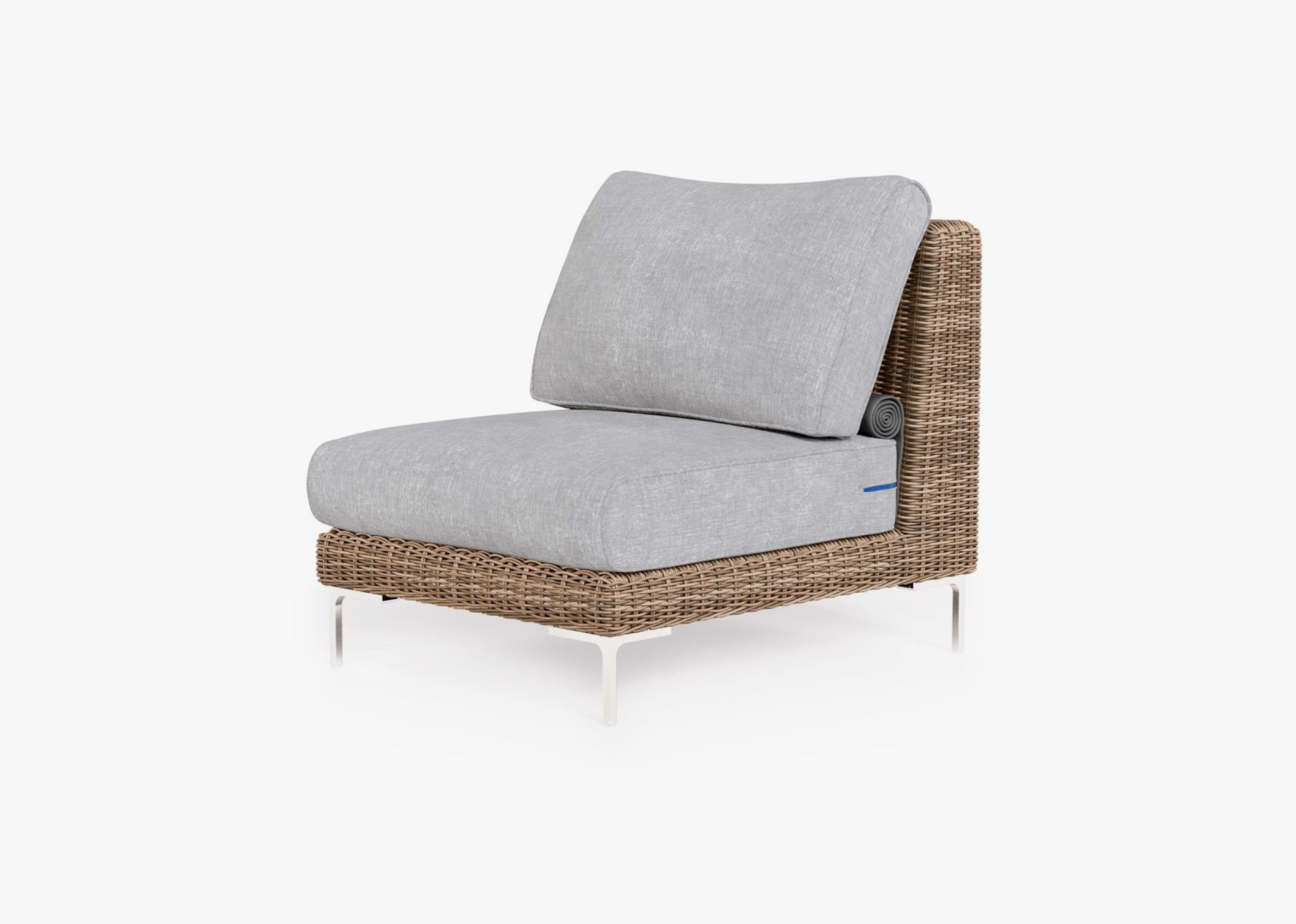 brown Wicker Outdoor Armless Chair