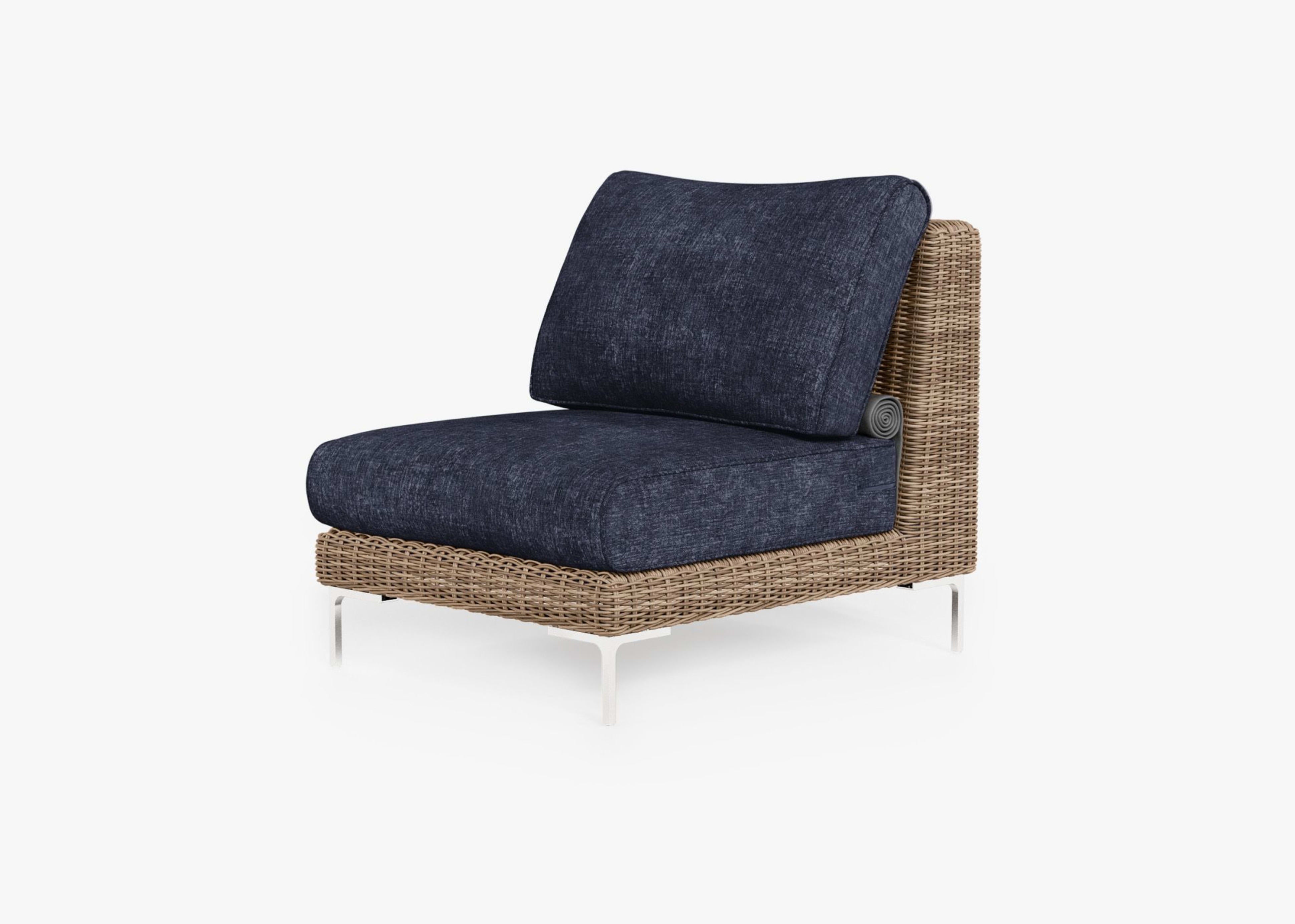 brown Wicker Outdoor Armless Chair