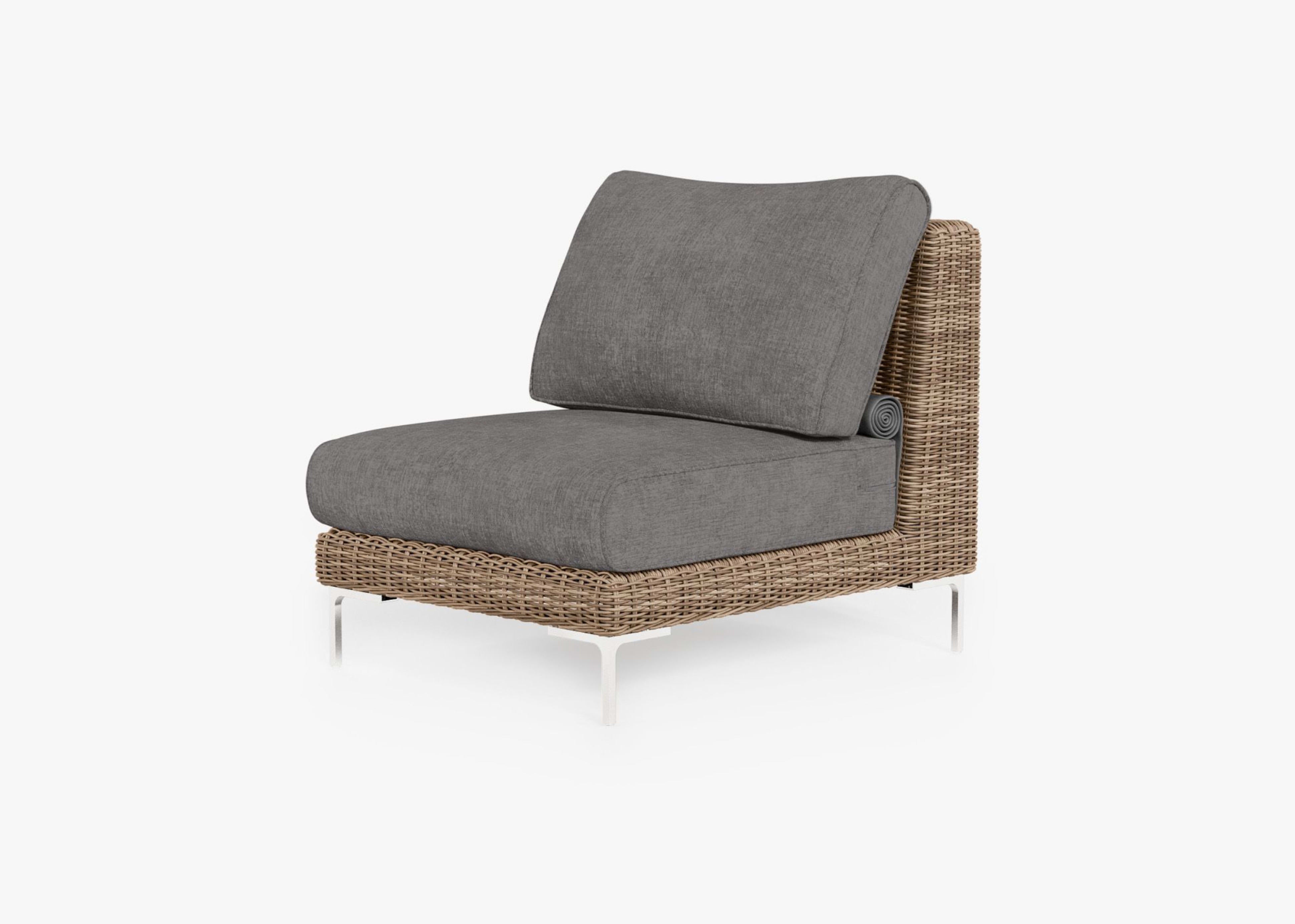 brown Wicker Outdoor Armless Chair