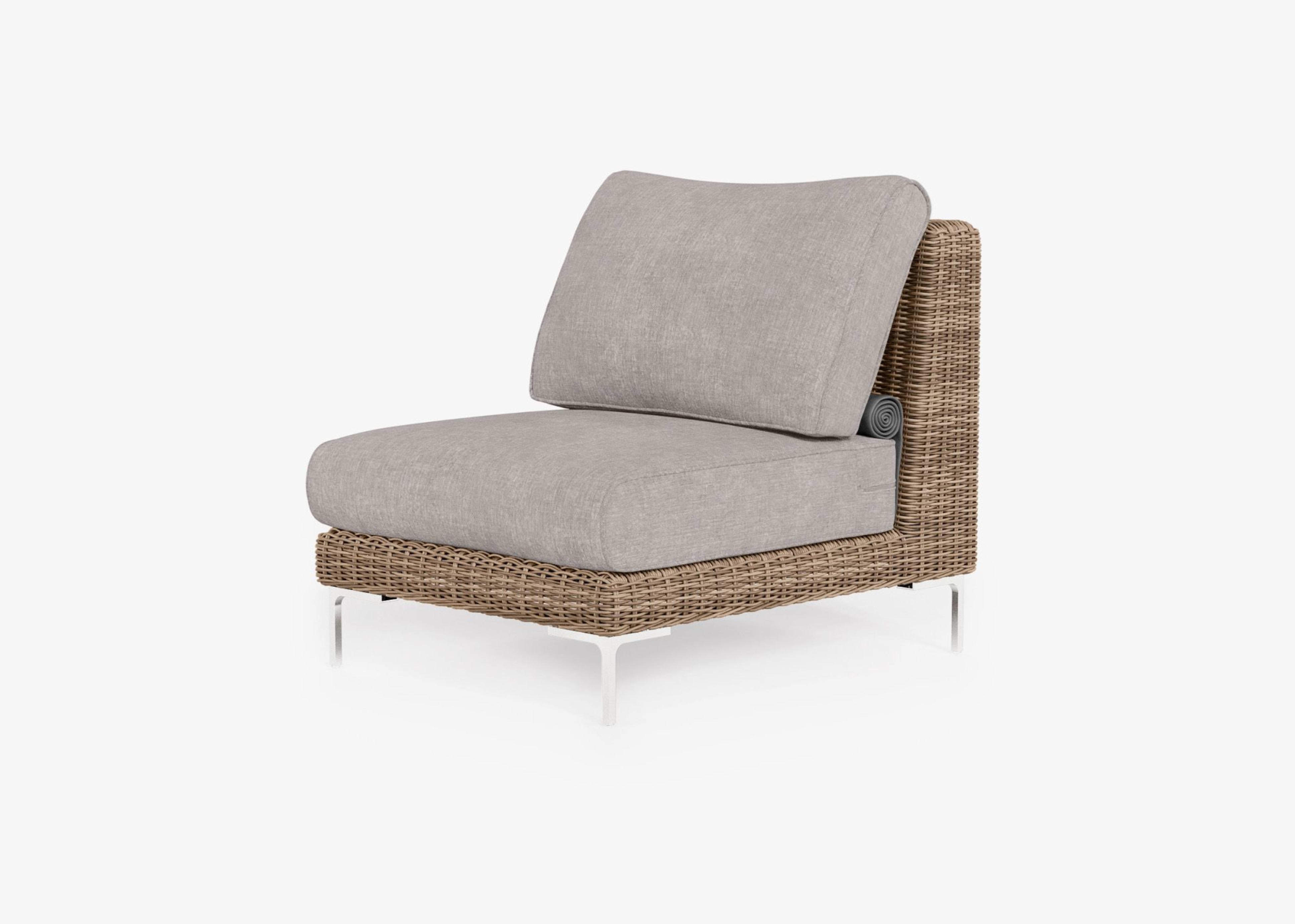 brown Wicker Outdoor Armless Chair