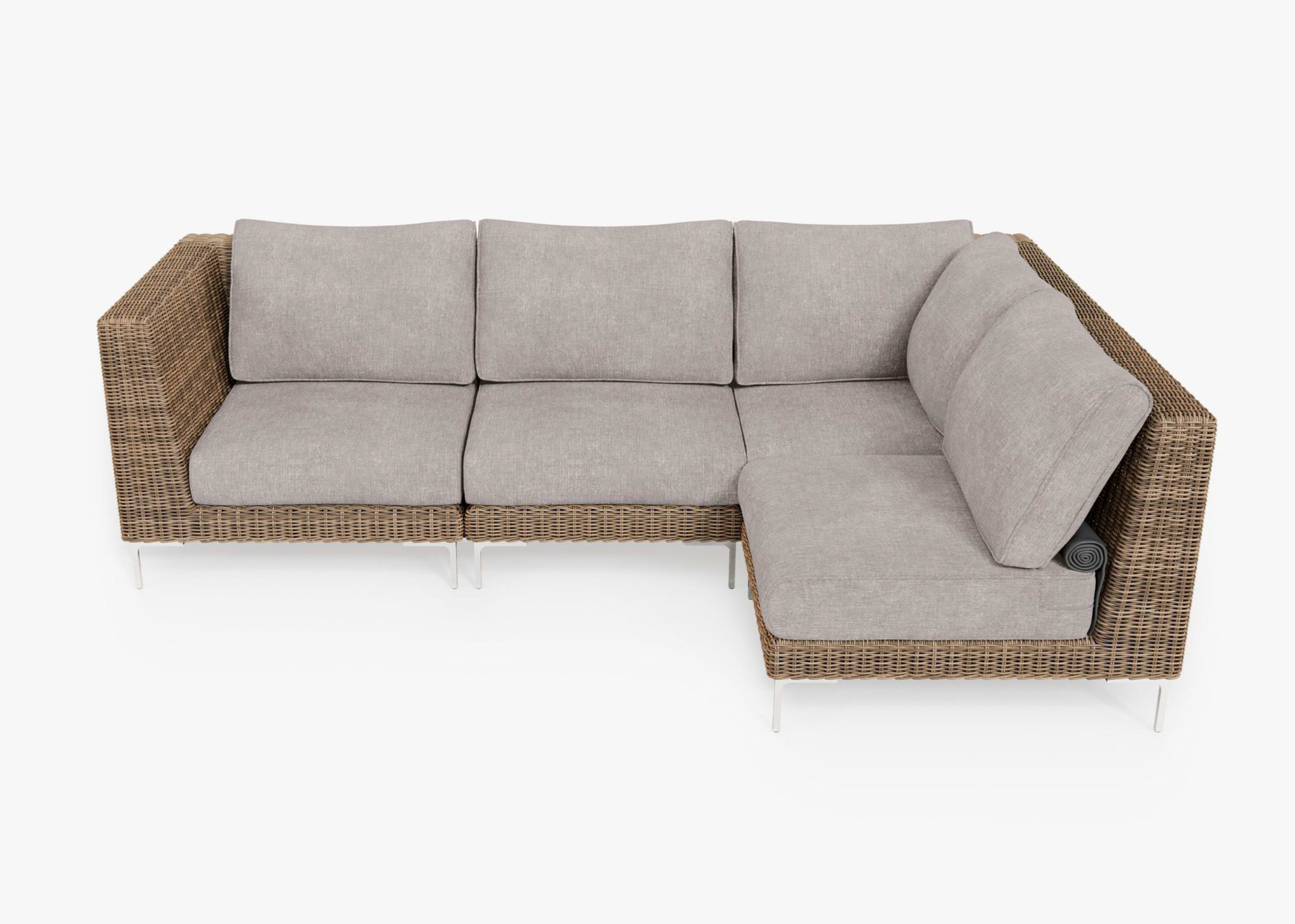 brown Wicker Outdoor L Sectional - 4 Seat